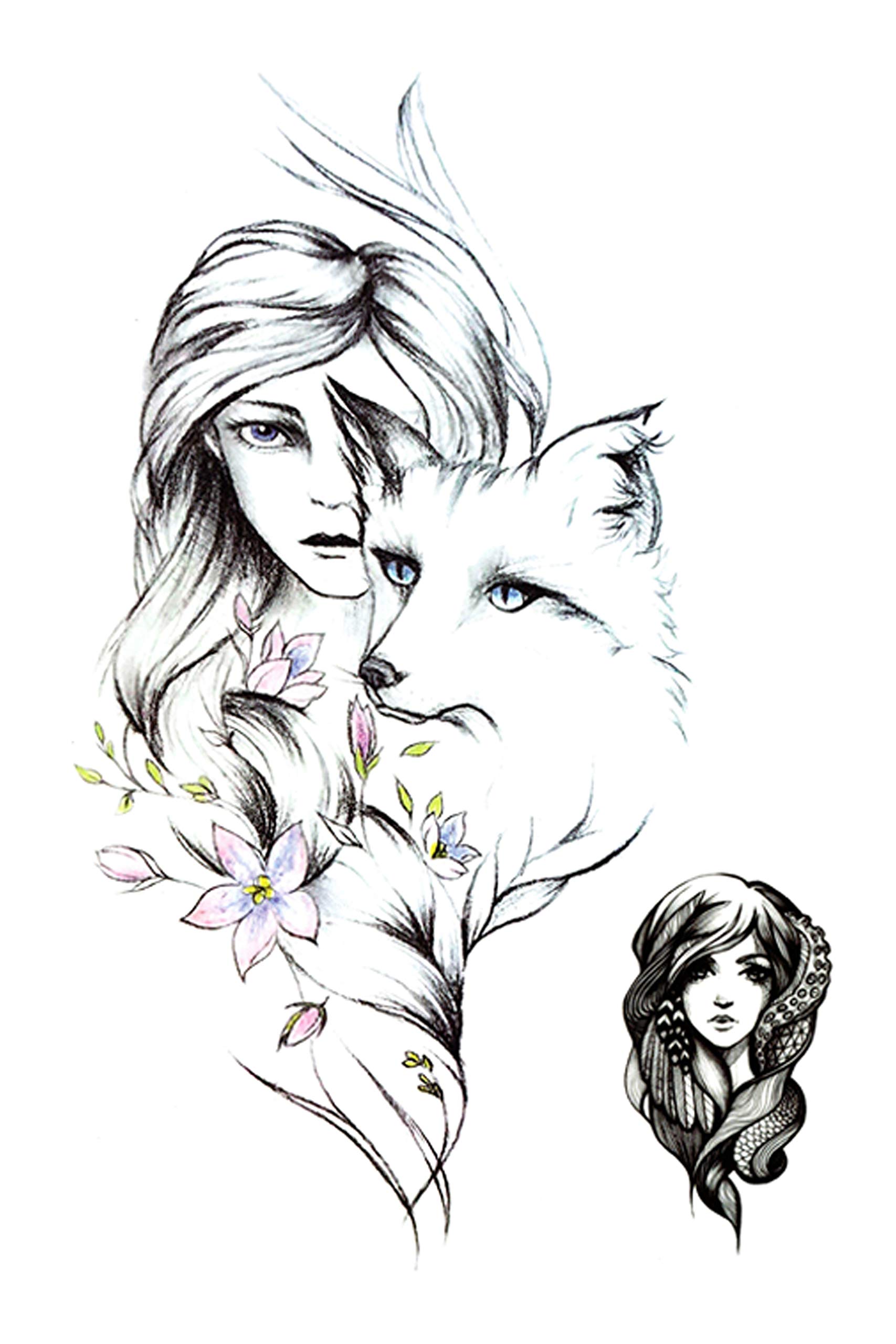Waterproof Temporary Tattoo Stickers for Men & Women - Realistic 3D Flowers, Butterflies, Stars, Angels, Wolves & Armband Designs (21x15cm) | Perfect for Parties, Halloween, Cosplay & Body Art | HB-887X