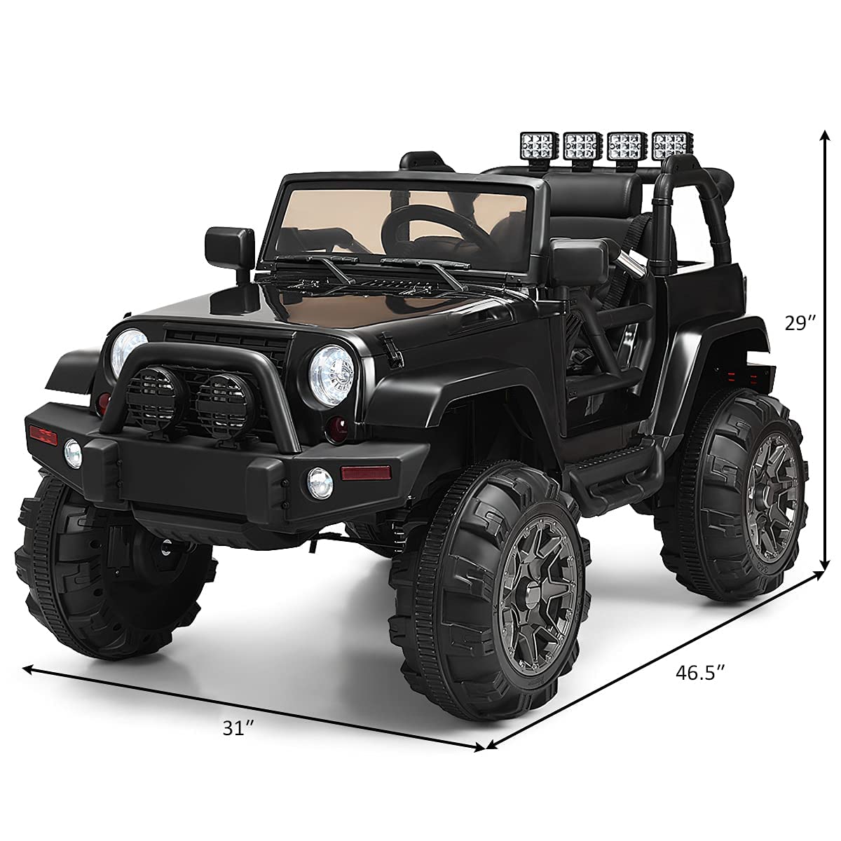 OLAKIDS 12V Battery Powered Kids Ride on Truck - Electric Toy Car with Parental Remote Control, Spring Suspension, LED Lights & Music - 4 Wheel Toddler Vehicle for Outdoor Play & Backyard Fun
