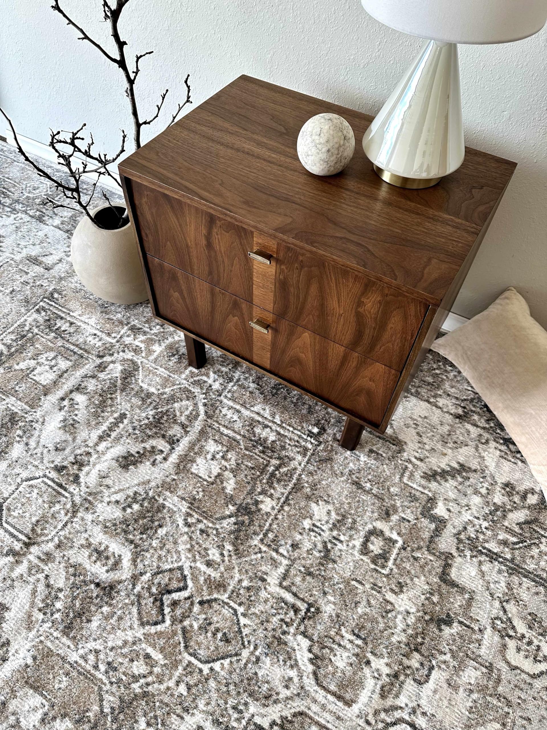 Hauteloom Hera Washable Area Rug 2' x 3' - Soft Ivory & Blue Modern Rug for Living Room, Bedroom, Dorm - Machine Washable Low Pile Indoor Carpet for Home Decor