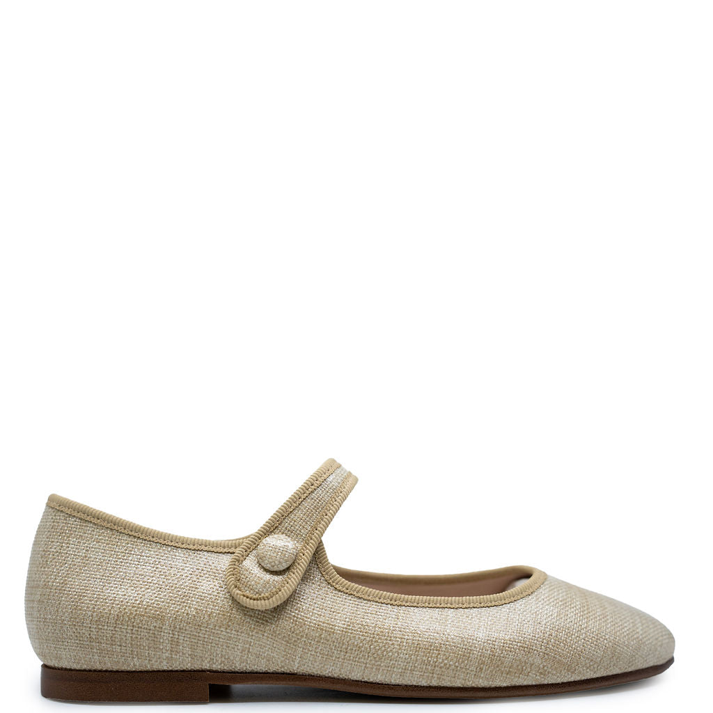 Beberlis Natural Linen Pointed Mary Jane Flats - Comfortable Women's Shoes for Work, Office & Casual Outfits | Breathable & Stylish Summer Footwear