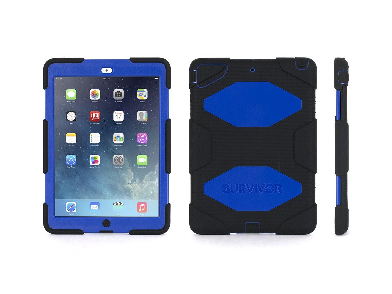 Apple iPad Air Griffin Survivor Case - Shockproof & Waterproof Protective Cover for iPad Air (Black/Blue, Model GB36403) | Perfect for Outdoor Adventures, Travel & Daily Protection