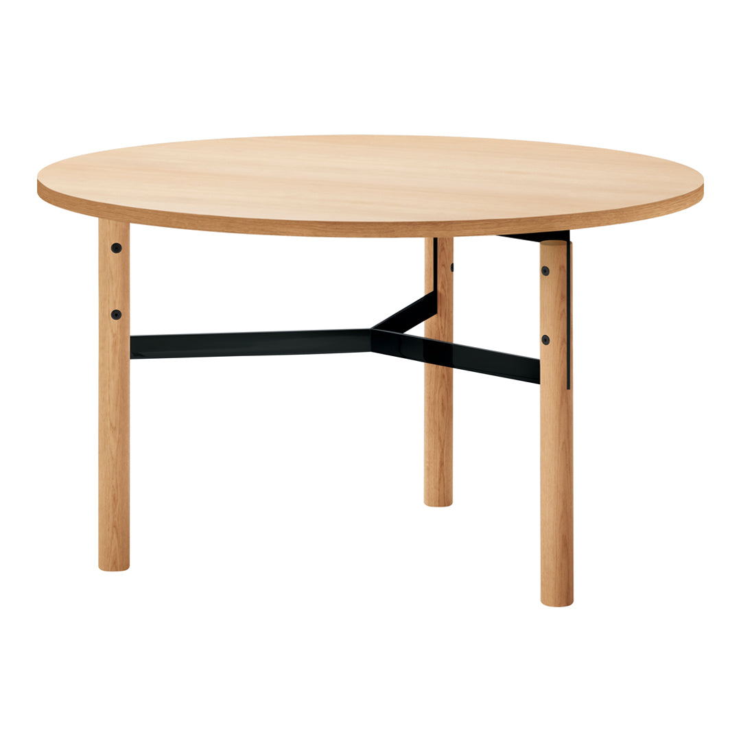 Modern Round Beam Dining Table - Solid Wood Kitchen Table for 4-6 People | Perfect for Small Spaces, Breakfast Nook & Cozy Family Dinners
