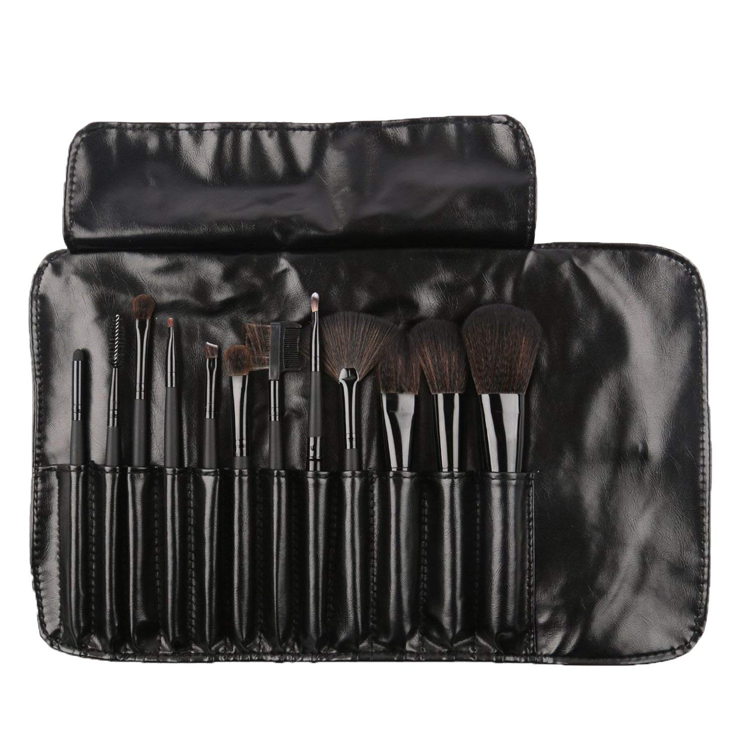 Khelni 12-Piece Professional Makeup Brush Set for Face & Eyes | Premium Synthetic Hair Cosmetic Brushes | Includes Black Travel Pouch | Perfect for Makeup Artists & Beauty Enthusiasts