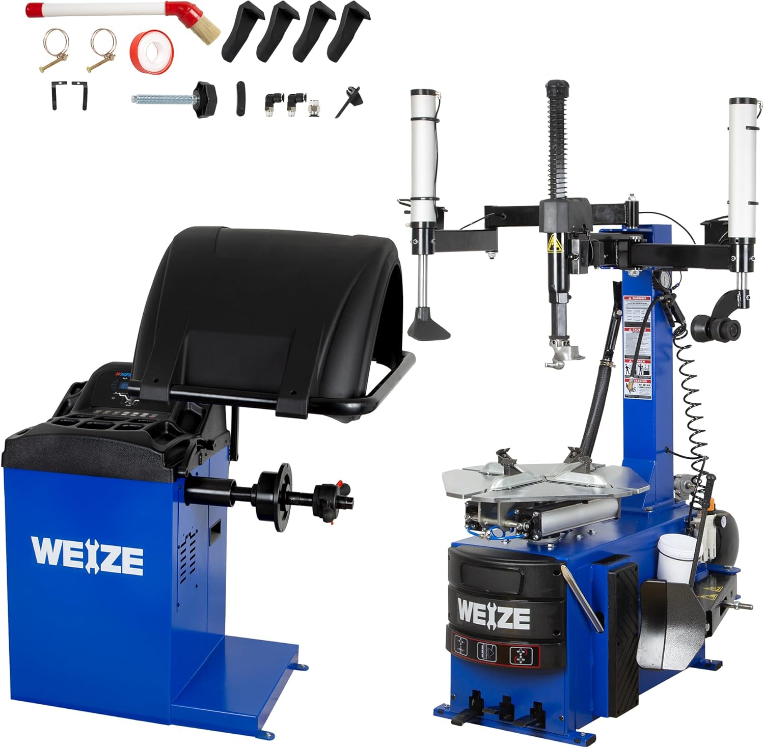 WEIZE Electric Tire Changer Machine with Robo Arm & Roller Tool - 2 Helper Arms for Auto Repair Shops & Home Garages - Perfect for Car, Truck & Motorcycle Tire Replacement