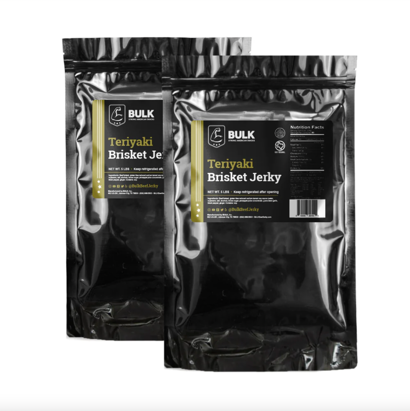 Premium Bulk Teriyaki Brisket Beef Jerky - High Protein, Gluten-Free Snack for Hiking, Camping & Road Trips | 10-Pack Value Bundle