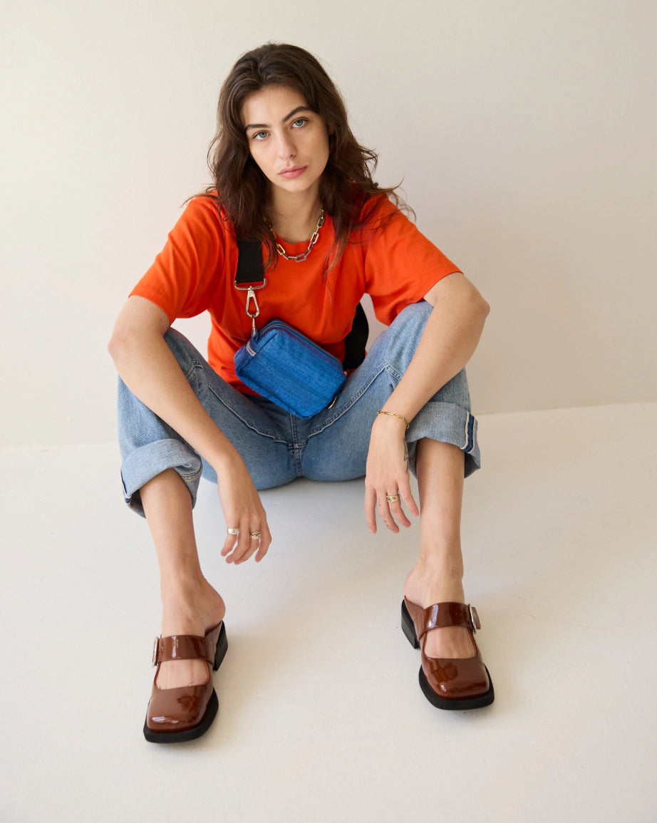 Badu Square Toe Leather Mule Shoes for Women - Comfortable Slip On Toffee Ripple Loafers | Casual Office Wear, Weekend Outfits & Everyday Fashion