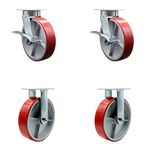 2 Swivel w/2 Brakes & 2 Swivel Locks - 2 Rigid