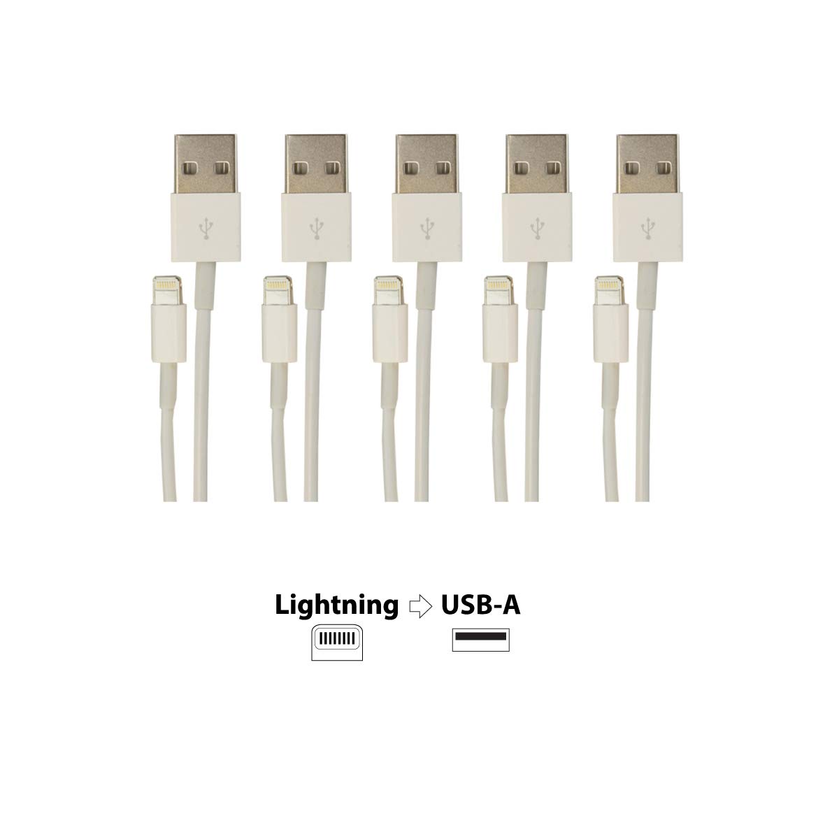 VisionTek Lightning to USB Cable 1 Meter (5 Pack) - Fast Charging & Data Sync for iPhone, iPad - White - Perfect for Home, Office & Travel