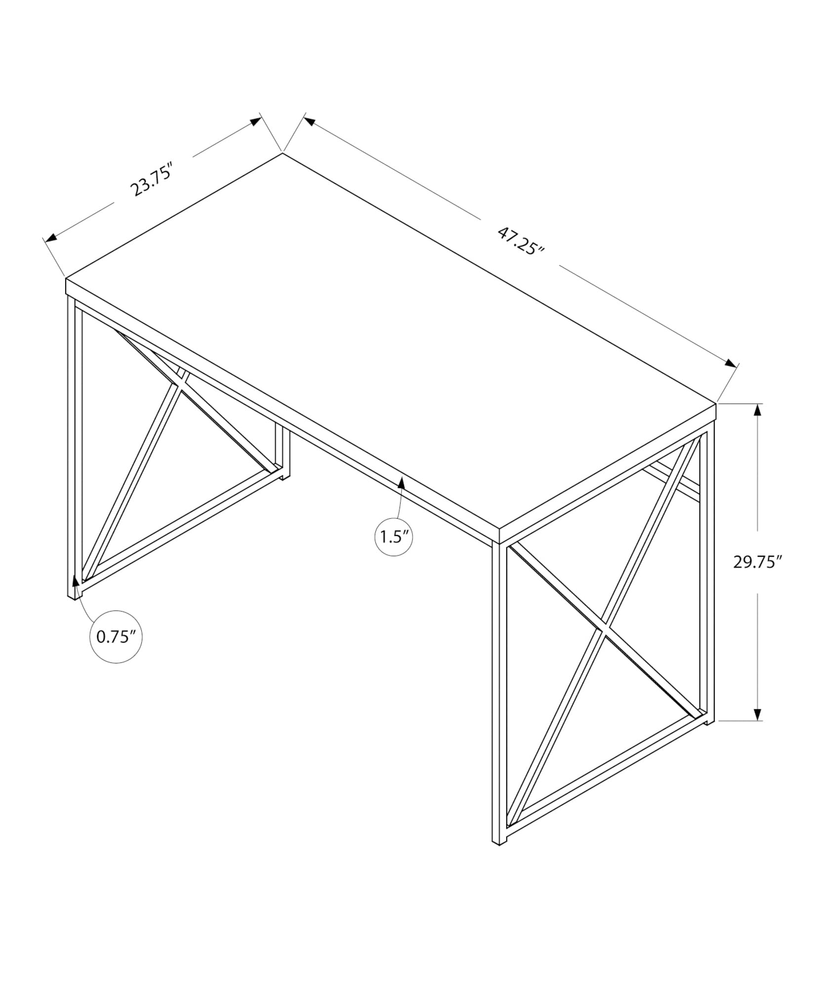 Monarch Specialties I 7450 Computer Desk - Modern Home Office Desk with Metal Frame & Laminate Surface in Brown/Black - Perfect for Laptop Work, Gaming & Study Spaces