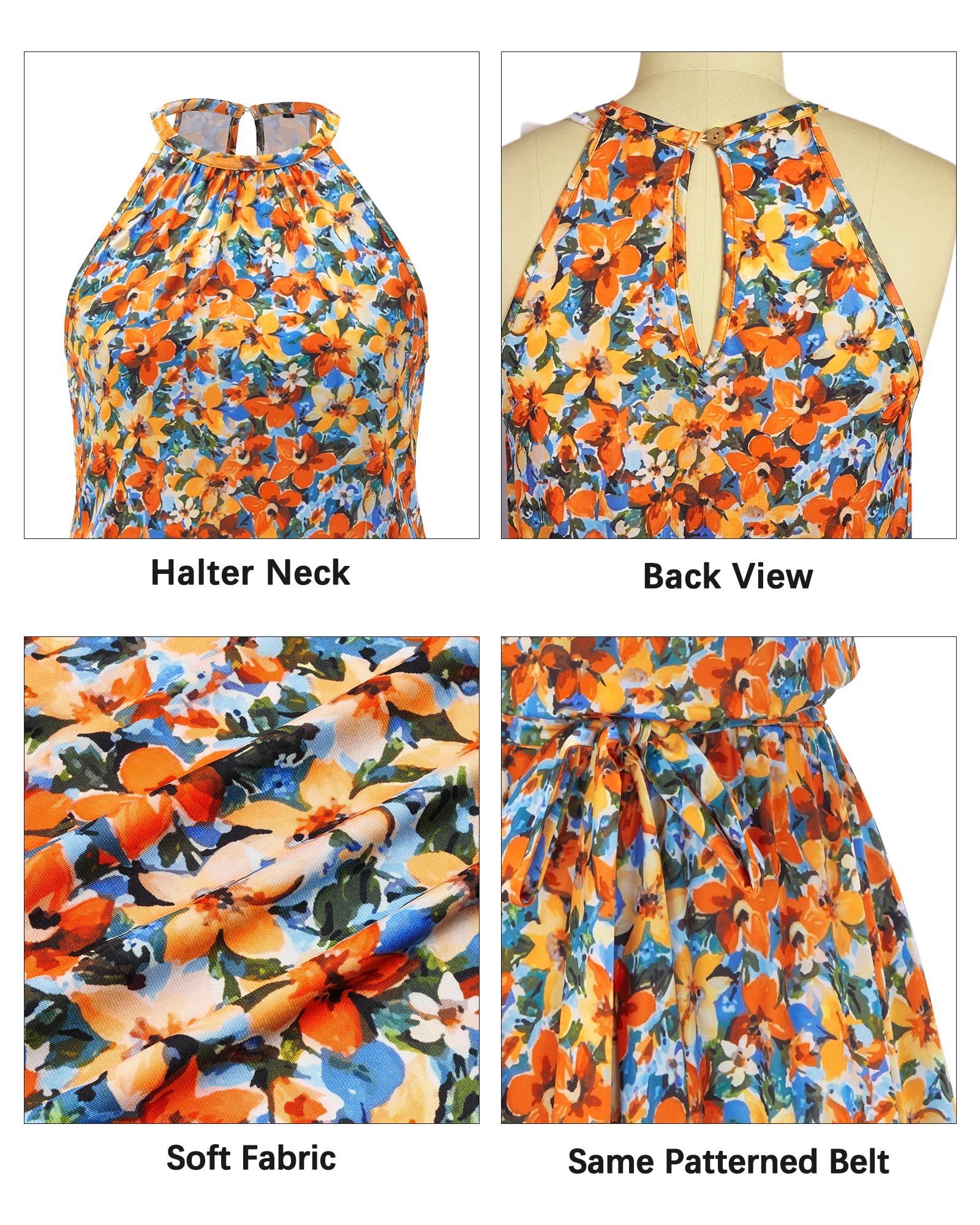 Newshows Women's 2025 Summer Halter Sundress with Pockets - Casual Beach Dress, Wedding Guest Outfit & Vacation Dress for Women - Perfect for Beach Parties, Tropical Getaways and Summer Weddings