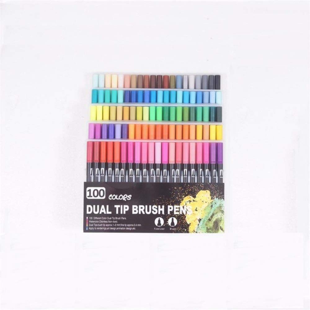 100 Colors YHWW Watercolor Brush Pens Set - Dual Tip Fine Liner & Brush Markers for Artists, Students | Perfect for Sketching, Calligraphy, Bullet Journaling & Watercolor Painting | School Art Supplies & Professional Drawing Tools