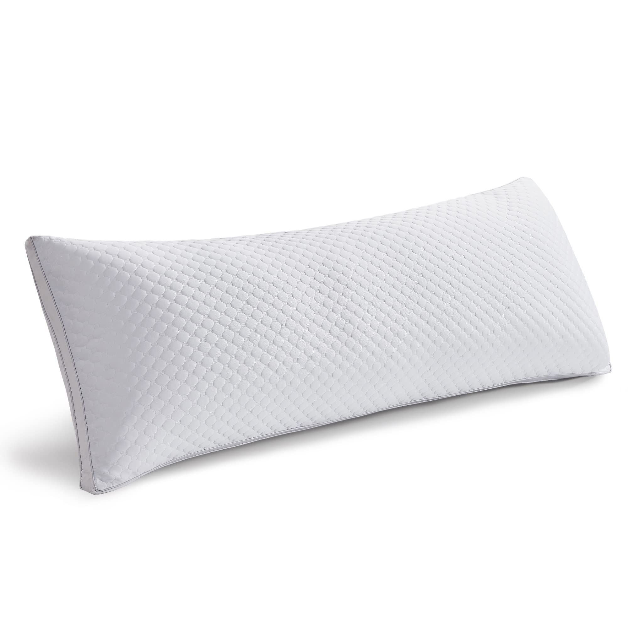 Oubonun Adjustable Full Body Pillow for Sleeping - Supportive Fluffy Long Bed Pillow with Premium Honeycomb Design - Ideal for Side Sleepers, Back Pain Relief & Comfortable Lounging - White & White Side