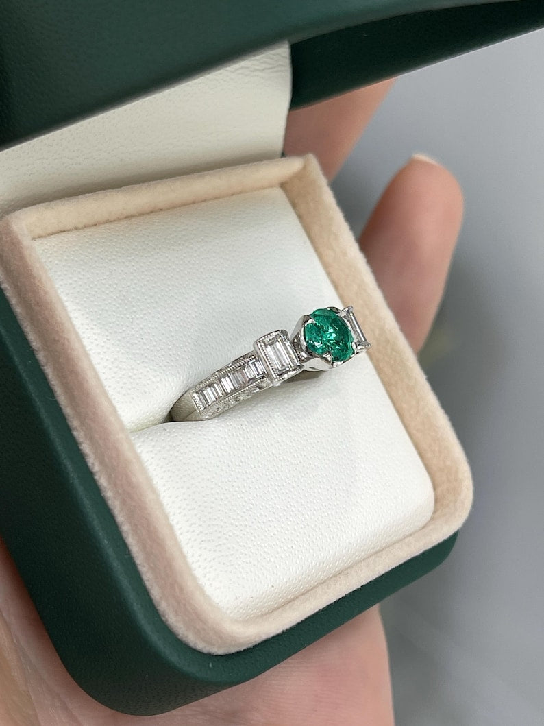 2.63tcw Colombian Emerald & Diamond Accent 18K Gold Engagement Ring - Elegant Bow Filigree Design for Wedding, Proposal & Anniversary Gifts