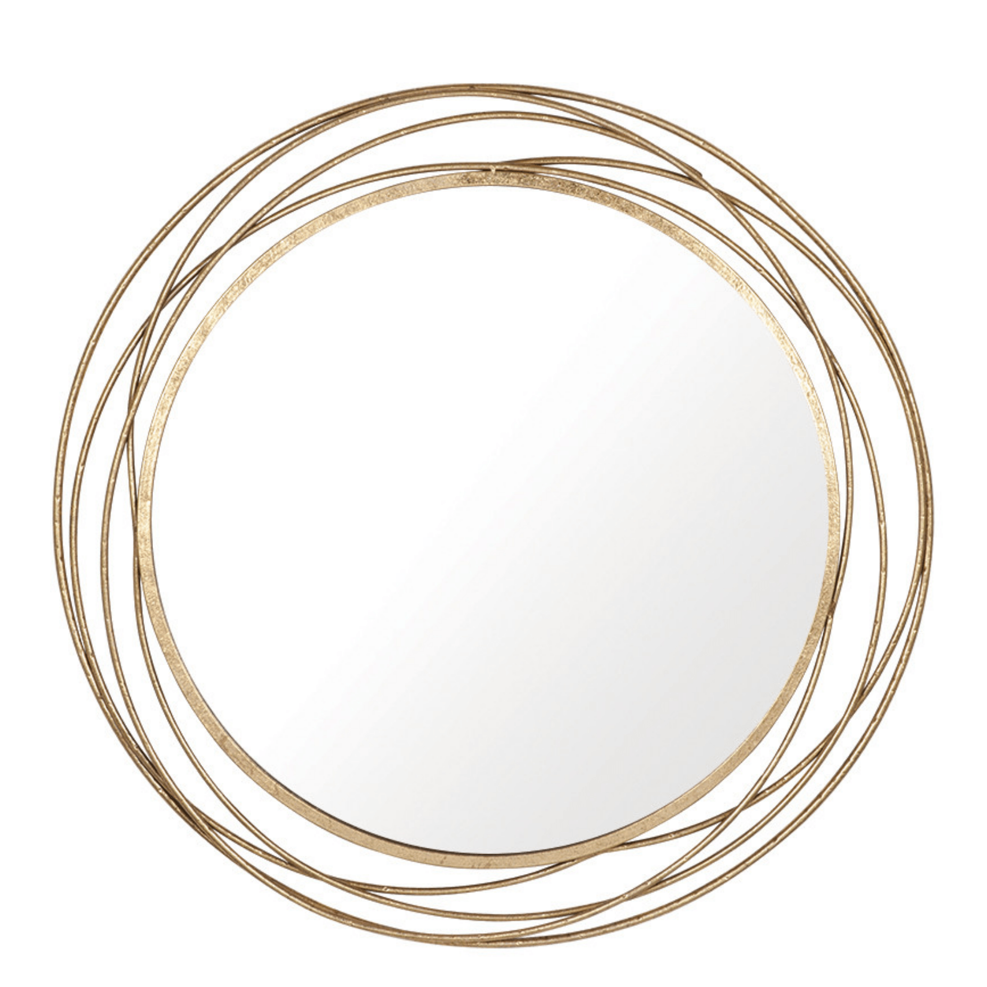 Antique Gold Metal Round Wall Mirror - Vintage Decorative Mirror for Living Room, Bedroom, Bathroom & Entryway - Elegant Home Decor & Wall Art