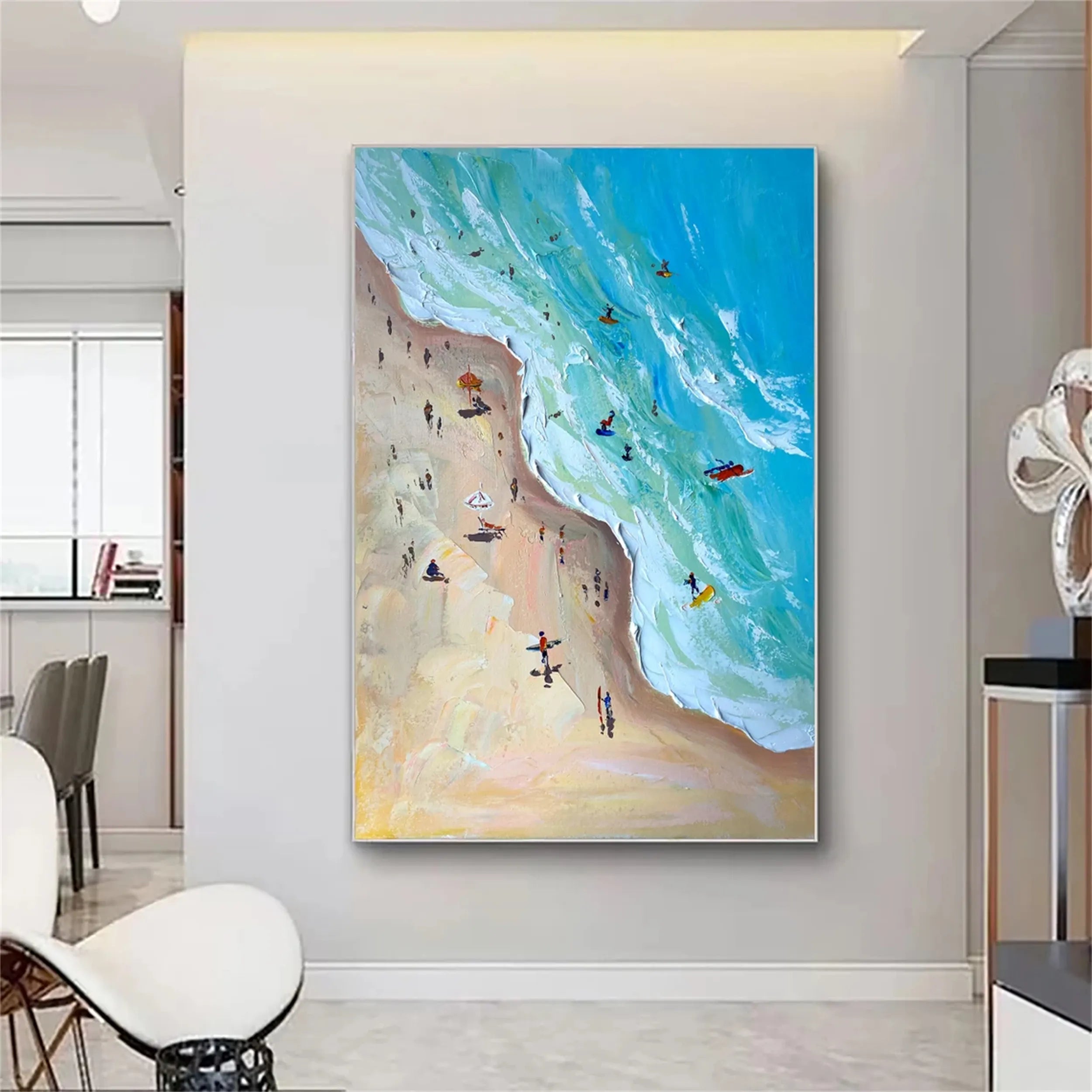 Ocean and Sky Painting #OS 129 - Handmade Seascape Wall Art for Home & Office Decor - Perfect for Living Room, Bedroom or Beach House