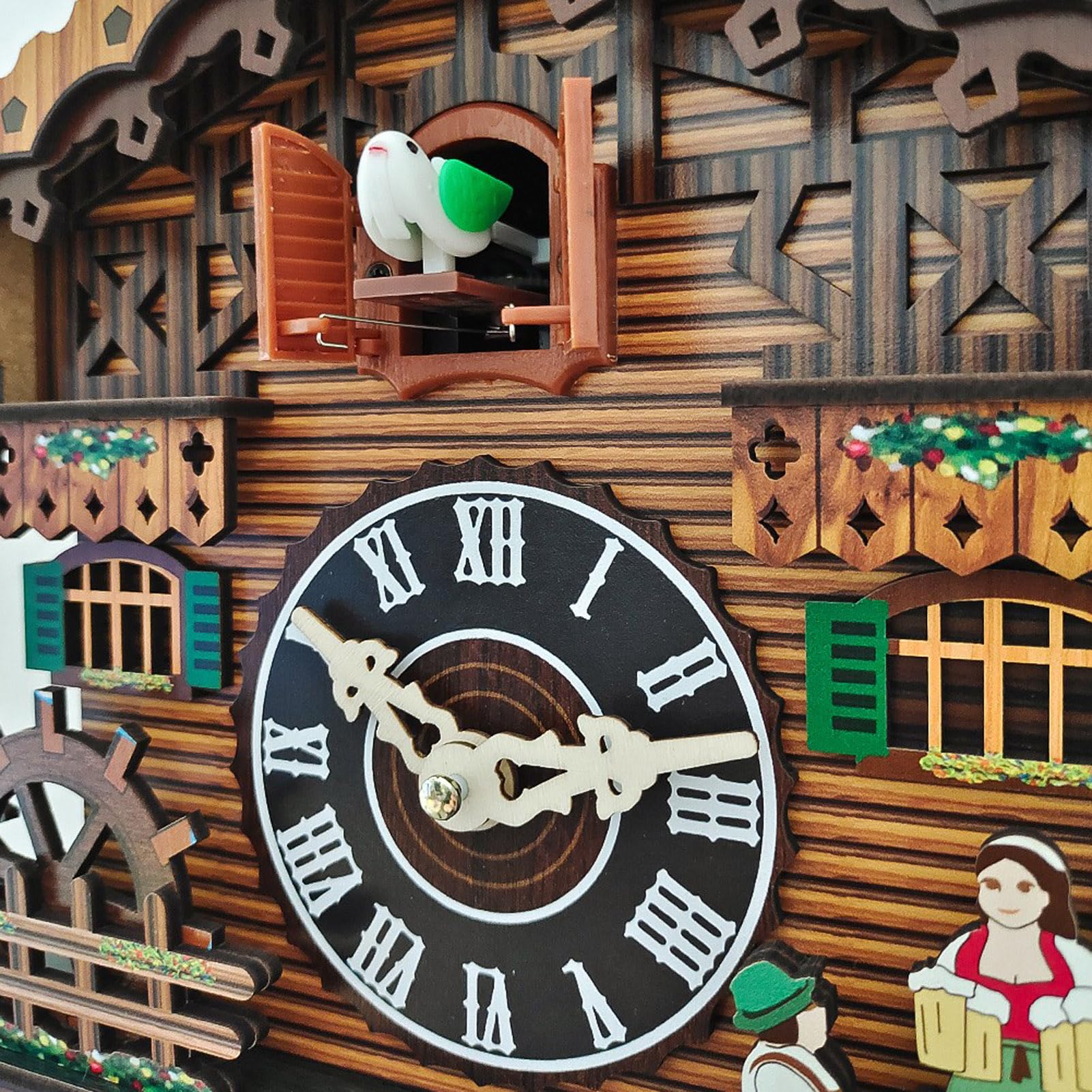 Handcrafted Brown Aimery Cuckoo Clock with Moving Coo Coo Bird & Melodic Chimes - Traditional German-Style Wall Clock for Home, Office & Cabin Decor (Model 2)