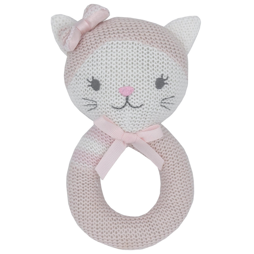 Daisy the Cat Knitted Baby Rattle Toy - Soft Handmade Crochet Cat Rattle for Newborns & Infants - Perfect for Nursery Decor, Baby Shower Gifts & Sensory Play