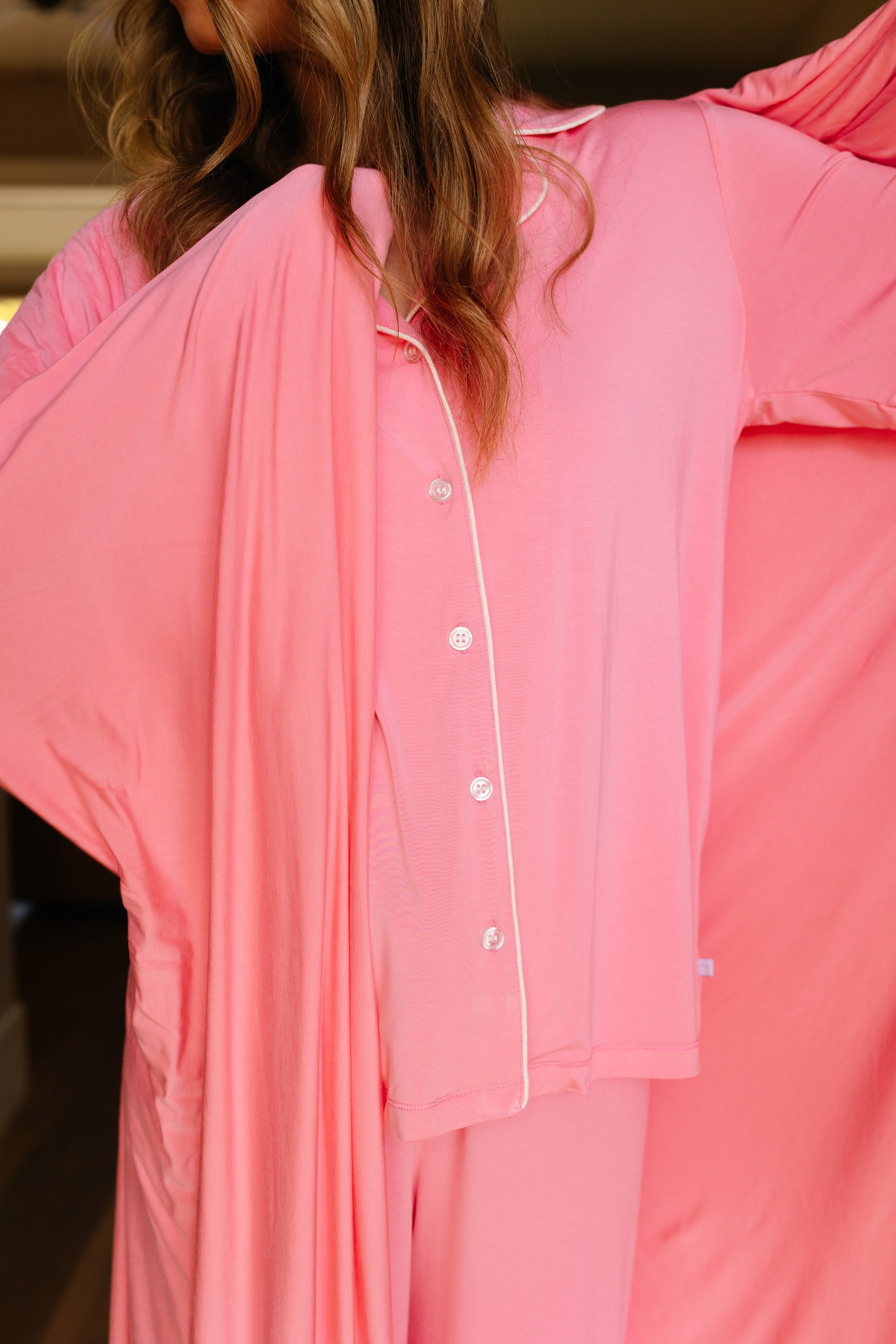 Bubblegum Pink Pajama Set - Short Sleeve Sleepwear for Women | Cozy Loungewear for Sleepovers & Relaxing at Home