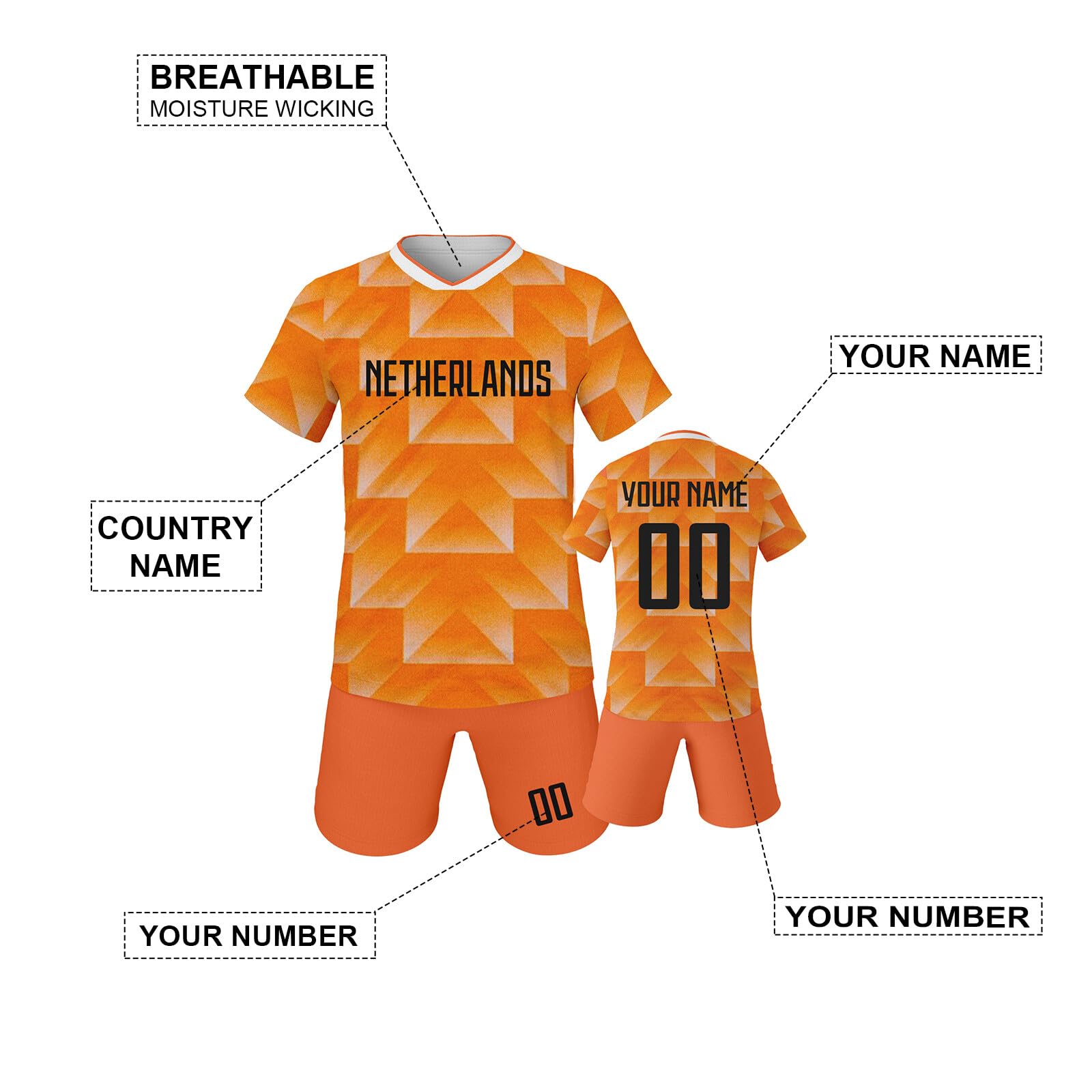 Custom Kids Soccer Jersey Set - National Team Football Kit with Shorts for Boys & Girls - Perfect Gift for Young Soccer Fans - Ideal for Matches, Training & Fan Support