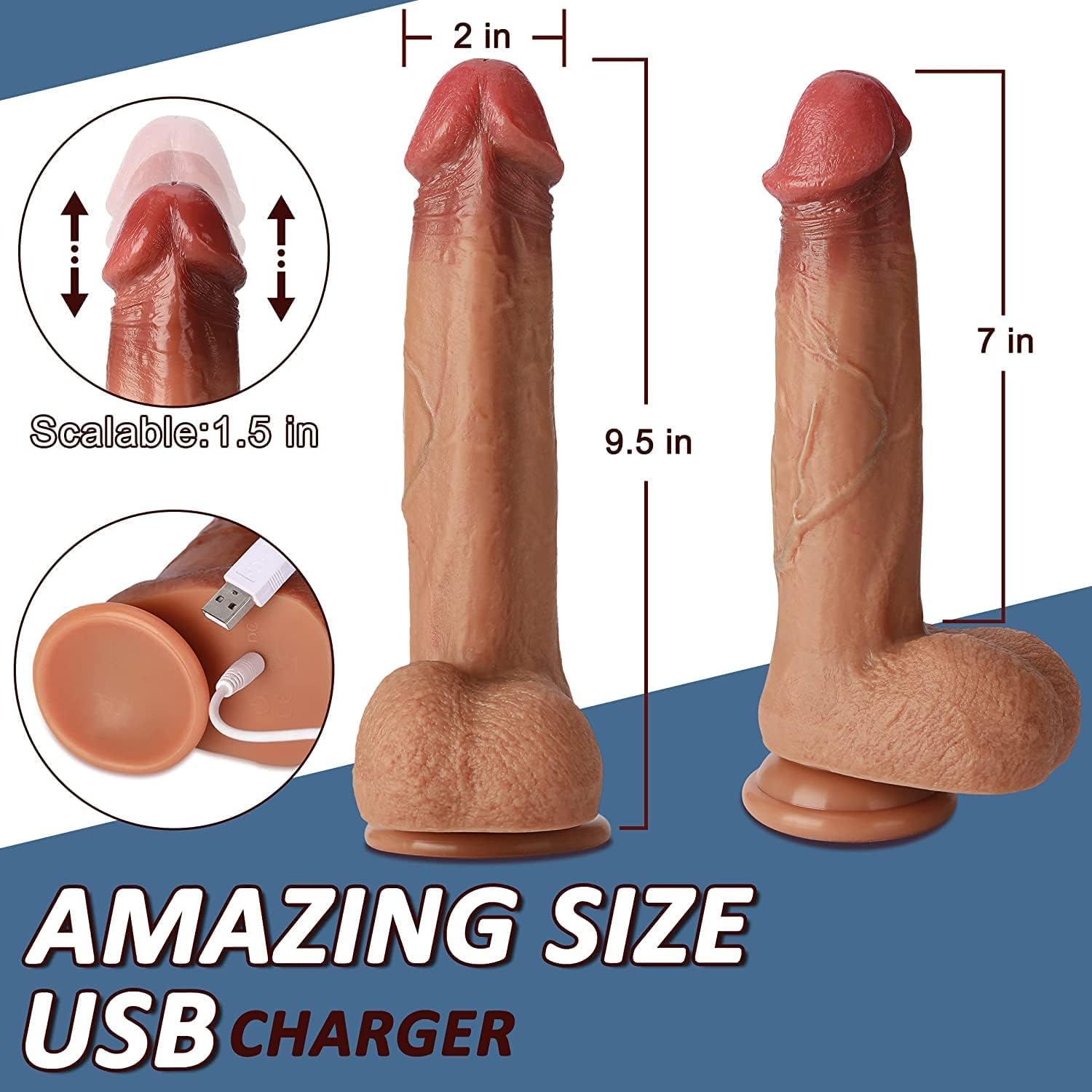 Realistic Vibrating Dildo with 8 Vibration Modes & Telescopic Design - Anal Sex Toy for Women & Couples - Perfect for Solo Play & Intimate Couples Moments