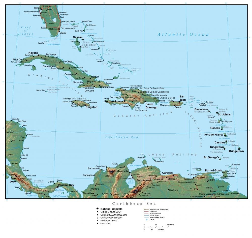 Wallmonkeys Caribbean Map Wall Decal - 24x23 Inch Peel & Stick Wall Art - Perfect for Home, Office & Classroom Decor - USA Made