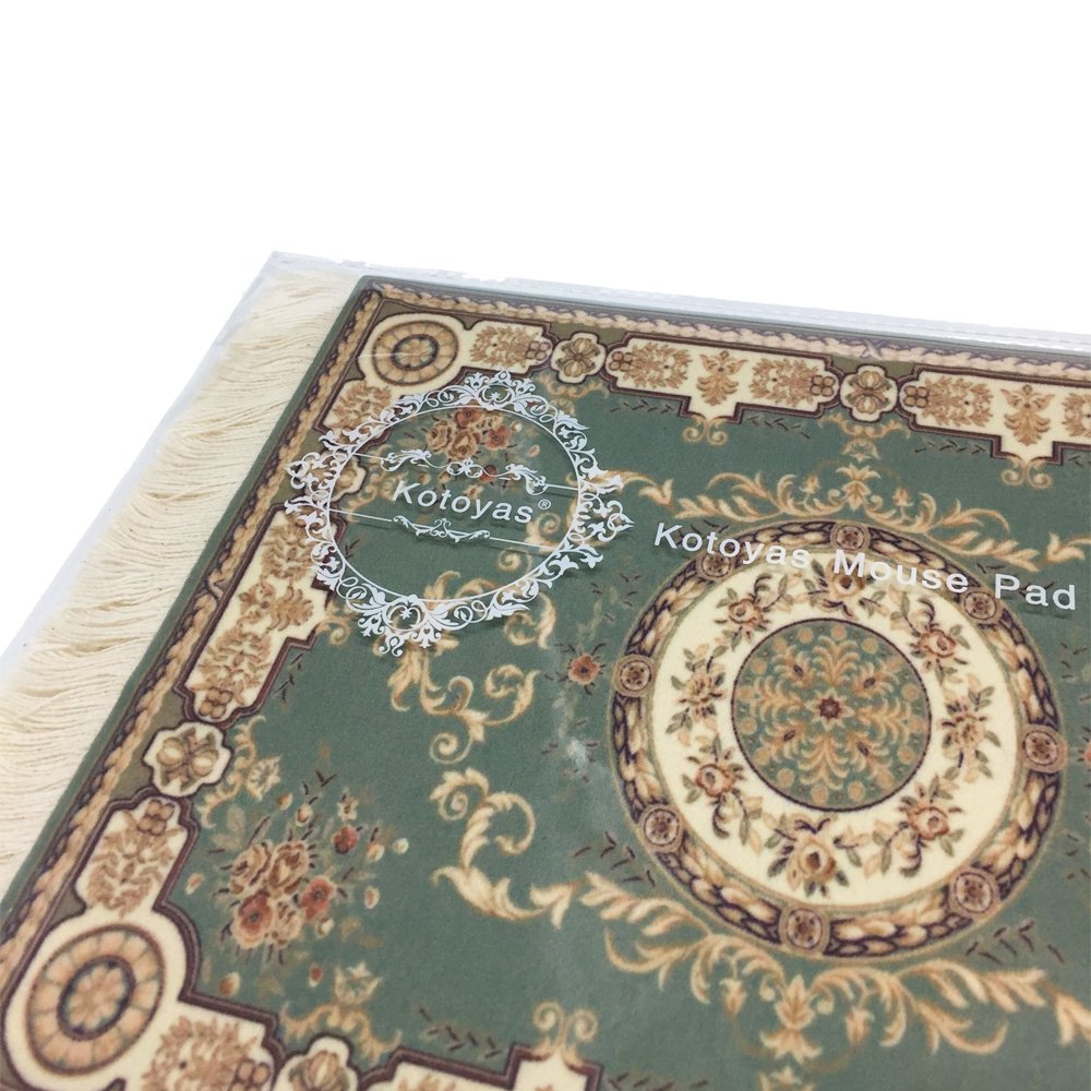 Persian Style Carpet Mouse Pad - Handmade Oriental Design Computer Mousepad with Green Floral Pattern for Gaming & Office Workspaces