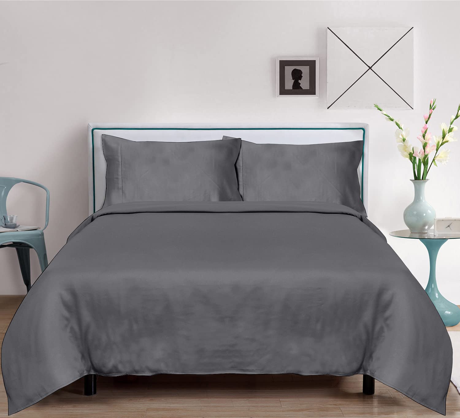 California King Bamboo Duvet Cover Set - Softest & Breathable Light Grey 96x108 with Zipper & Corner Tabs | Eco-Friendly Bedding for Luxurious Sleep & Temperature Regulation