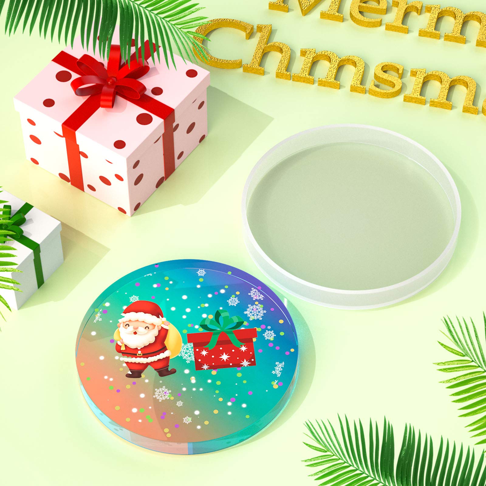 Premium 2-Piece Round Silicone Resin Coaster Molds with Holder for DIY Epoxy Coasters - Perfect for Home Decor, Cup Mats, and Crafting Projects