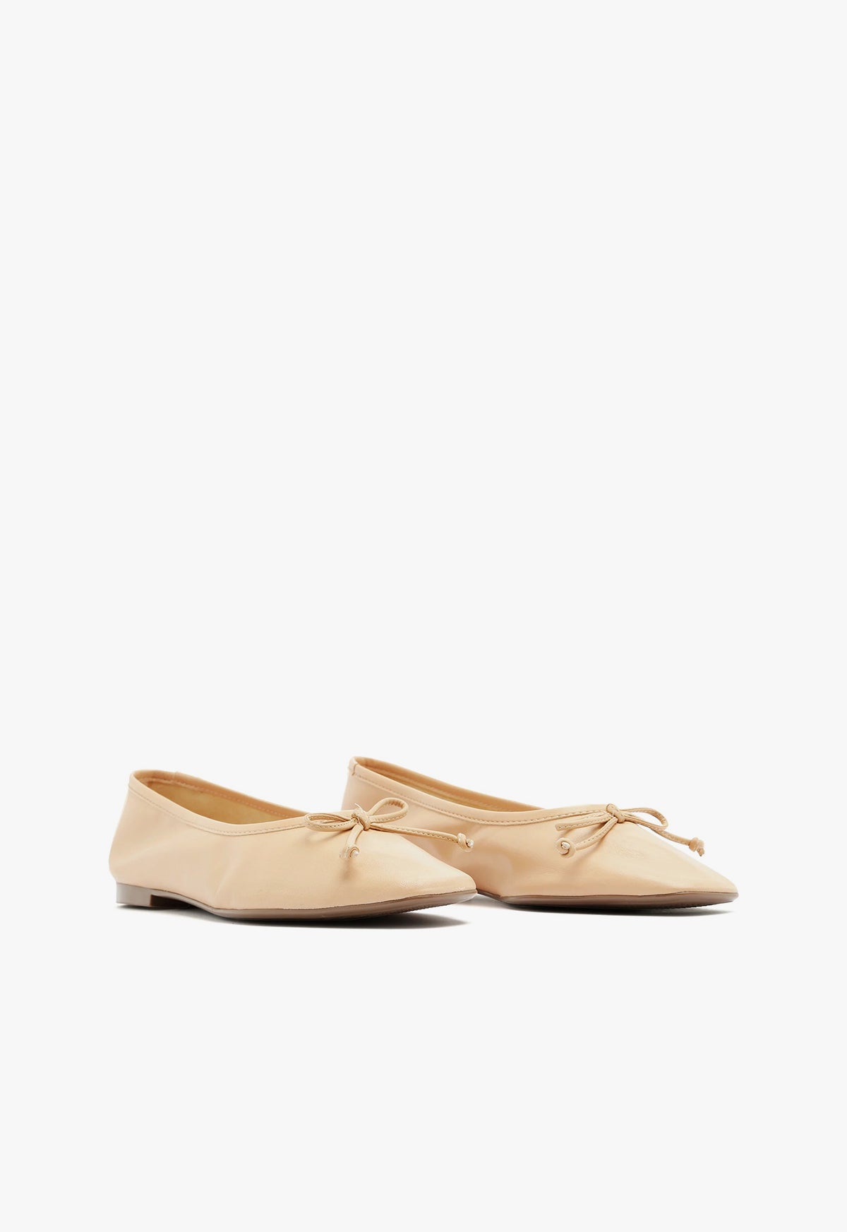Arissa Women's Beige Leather Ballet Flats - Comfortable Slip-On Shoes for Casual Wear, Office & Travel