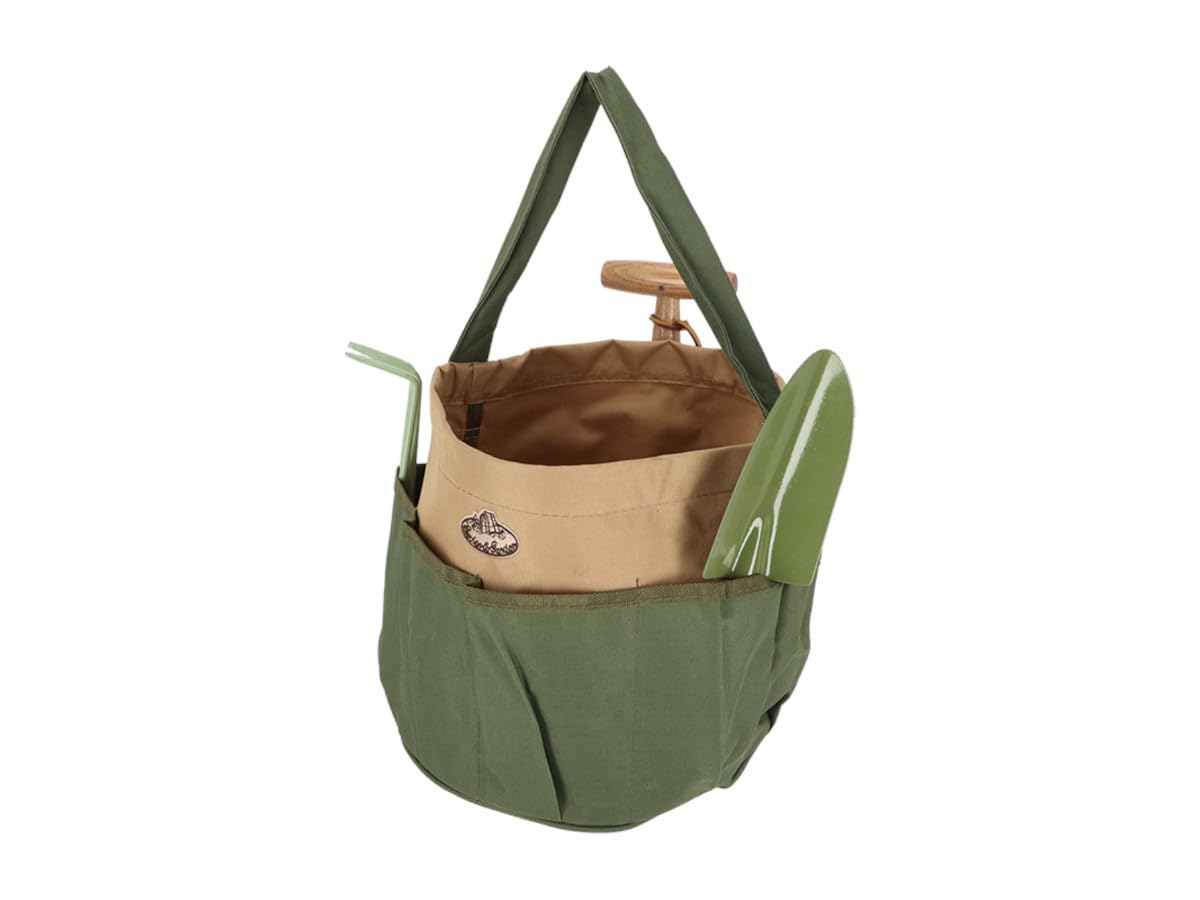 Esschert Design Heavy Duty Canvas Round Tool Bag - Durable Storage for Gardening, DIY, and Craft Supplies | Perfect for Home, Workshop, and Outdoor Use