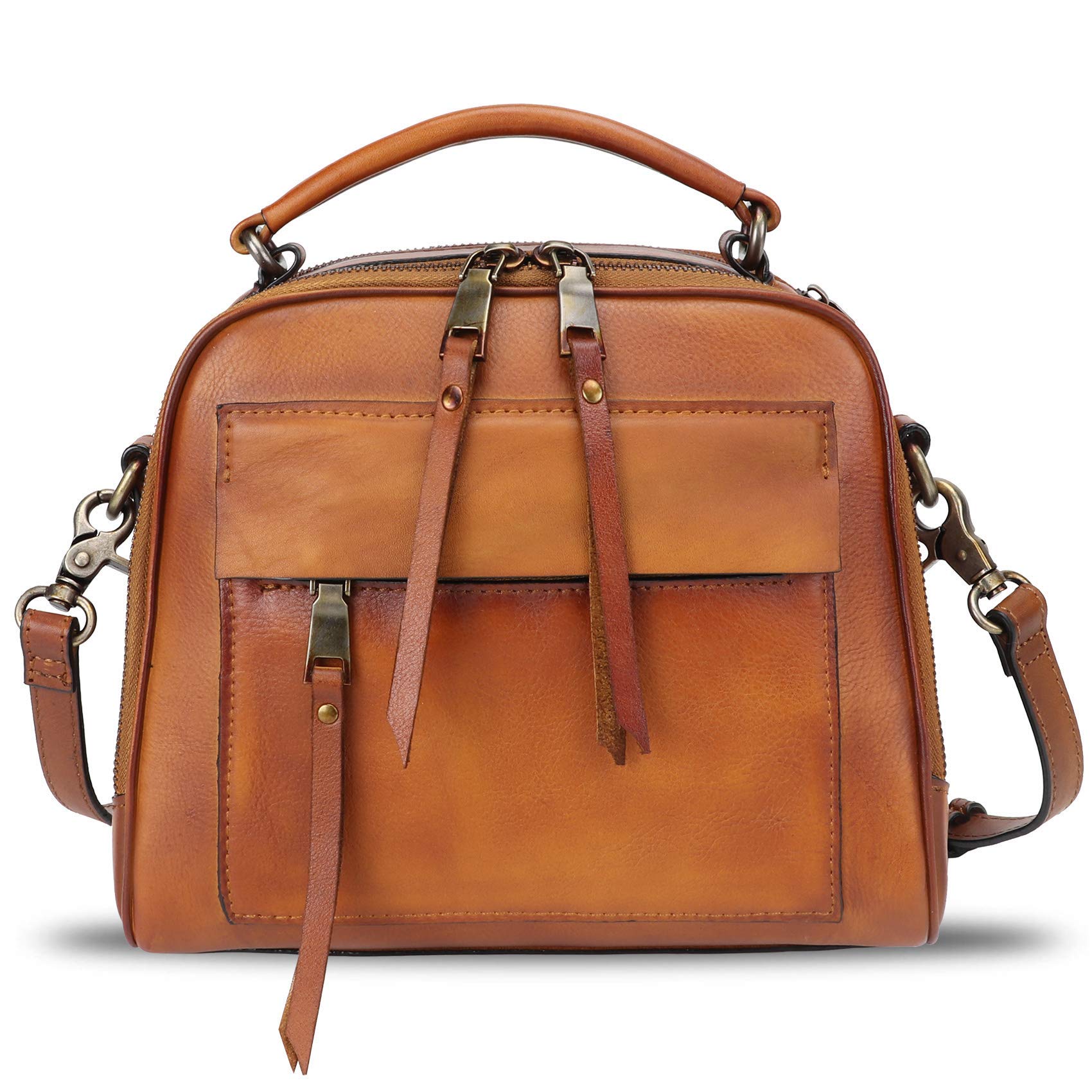Genuine Leather Satchel Purse for Women - Vintage Cowhide Handmade Top Handle Handbag - Designer Crossbody Bag for Work, Travel & Everyday Use