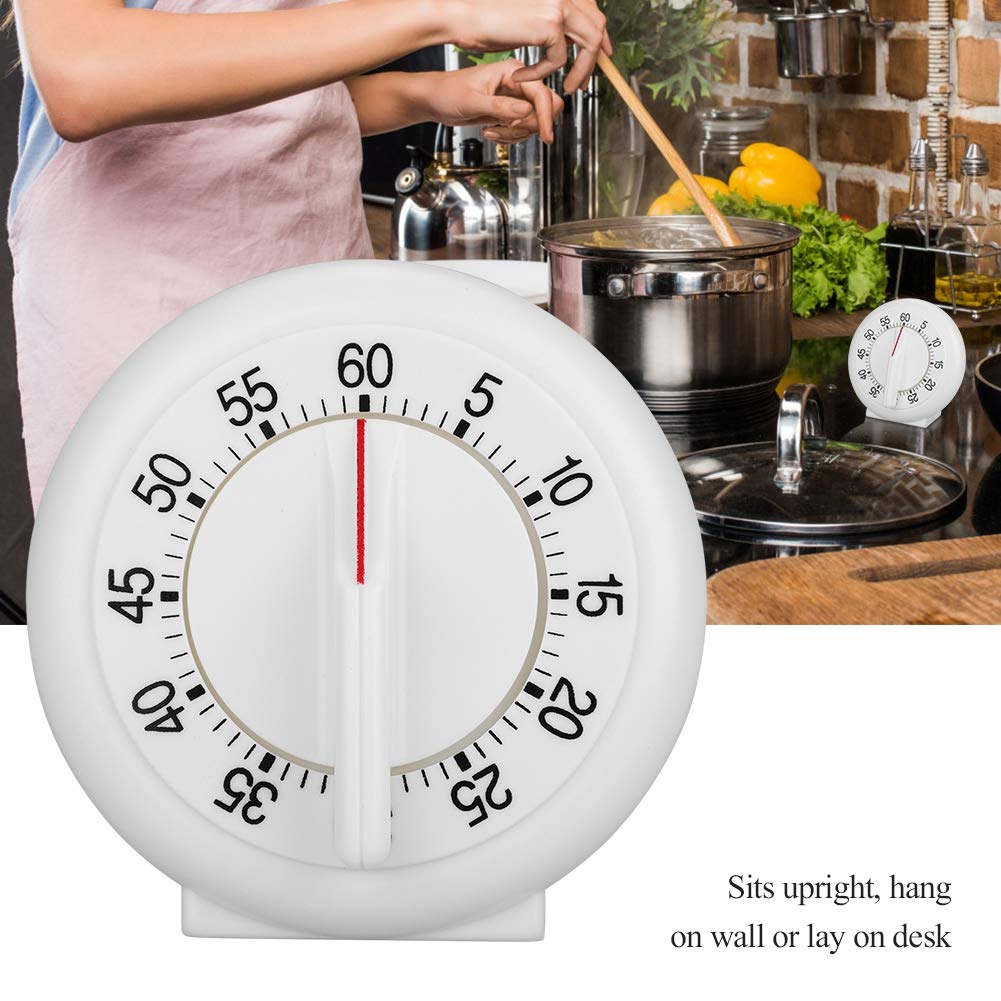 60 Minute Mechanical Kitchen Timer - Round Cooking Alarm Clock for Baking, Steaming & Home Use | Manual Counter for Perfect Timing in the Kitchen
