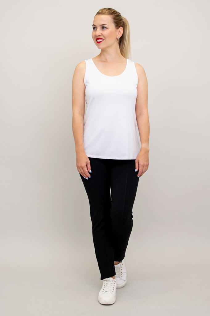 Avalon White Bamboo Tank Top - Women's Soft Breathable Casual Shirt for Summer, Yoga, and Outdoor Activities