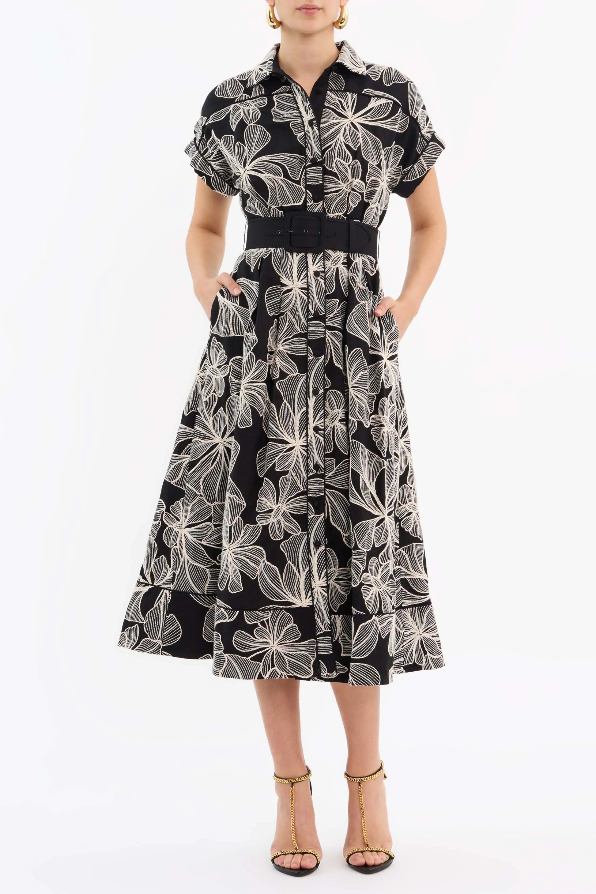 AMIRA Short Sleeve Midi Dress for Women - Flowy Summer Casual Dress with Pockets | Perfect for Beach, Brunch & Date Night Outfits