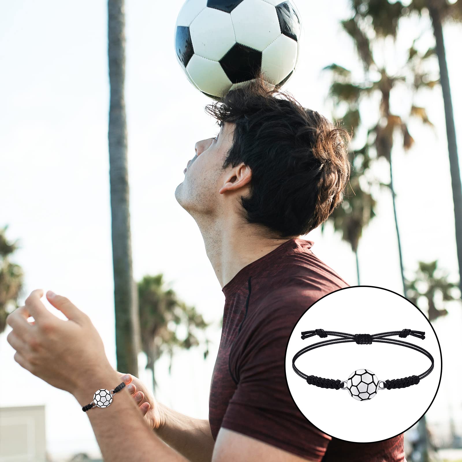 Jadive 20 Pack Soccer Charm Bracelets Bulk - Adjustable Braided Rope Bracelet for Women, Men, Players & Coaches - Perfect Soccer Team Gifts, Coach Appreciation Present & Player Souvenirs - Great for Games, Training & Fan Support