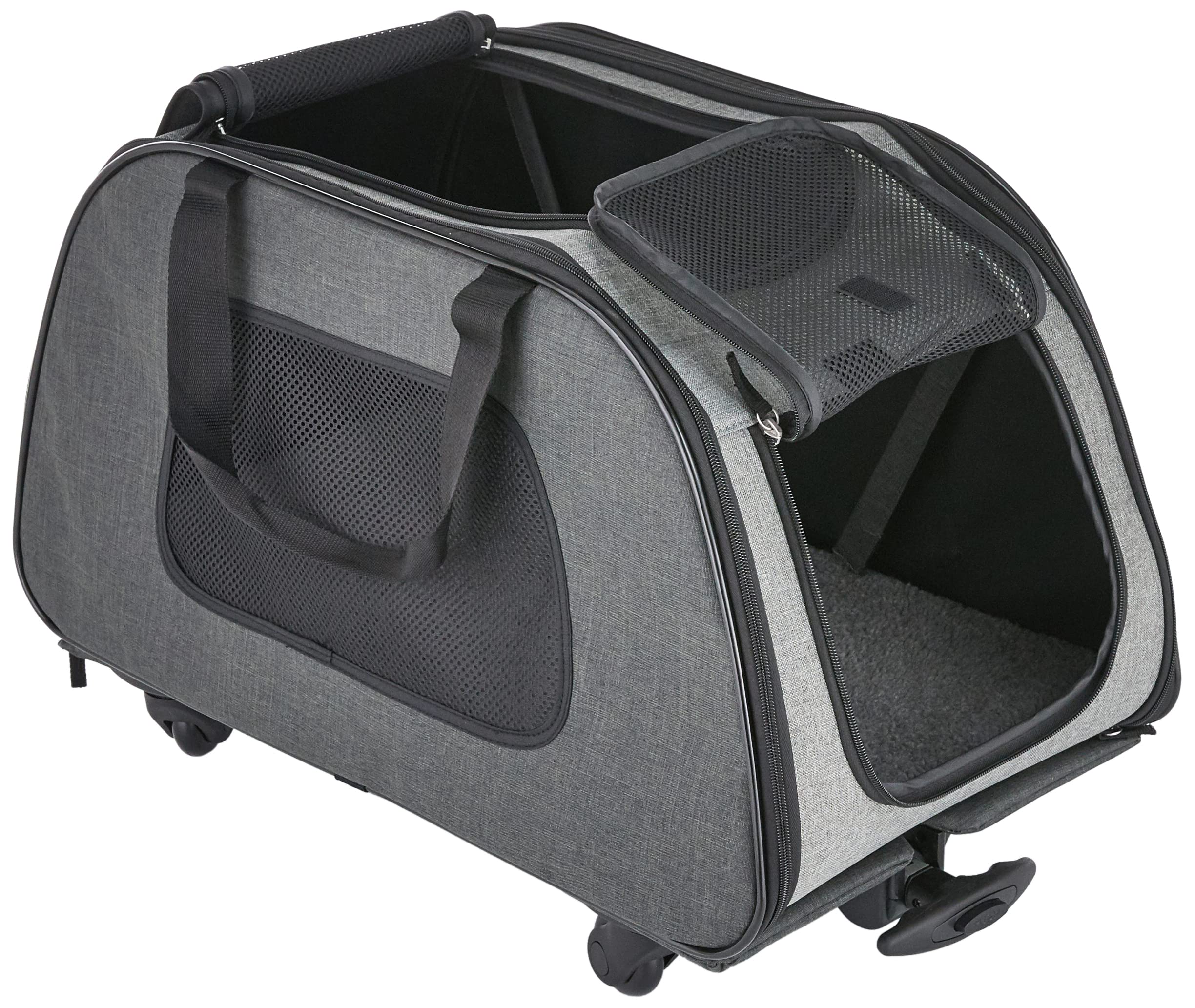 Trixie Wheeled Pet Carrier for Dogs - Grey, 26.4