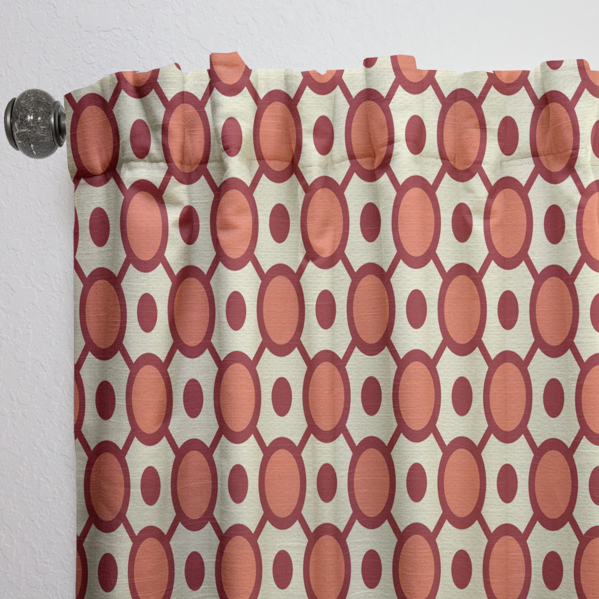DesignQ Abstract Retro Geometric Pattern Thermal Insulated Curtain Panel - 52x108 Inches - Single Panel for Bedroom & Living Room | Energy Saving, Blackout Drapes for Home Decor