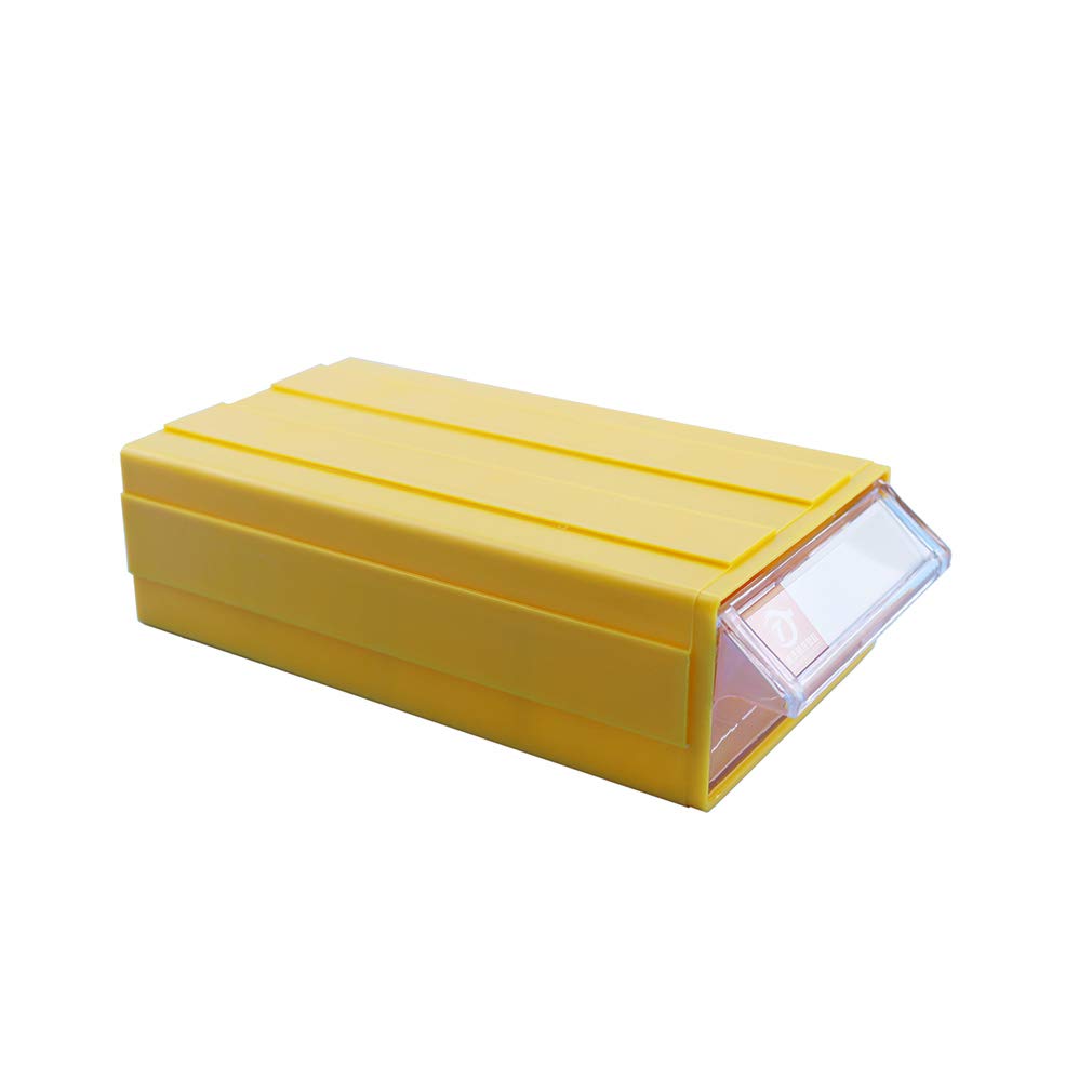 Yidab Small Parts Storage Box with Drawers - Organizer for Accessories, Tools, Nails & Screws - Yellow Plastic Compartment Box (1-Pack) - Perfect for Workshop, Garage & Craft Room Organization