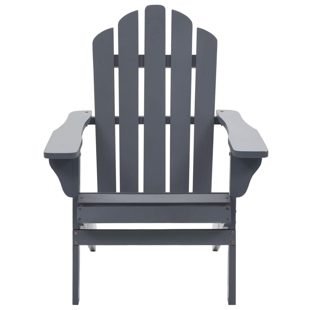 CHARMMA Patio Chair with Ottoman - Wooden Gray Outdoor Lounge Chair Set (11.4KG) - Perfect for Garden, Poolside, Deck & Backyard Relaxation