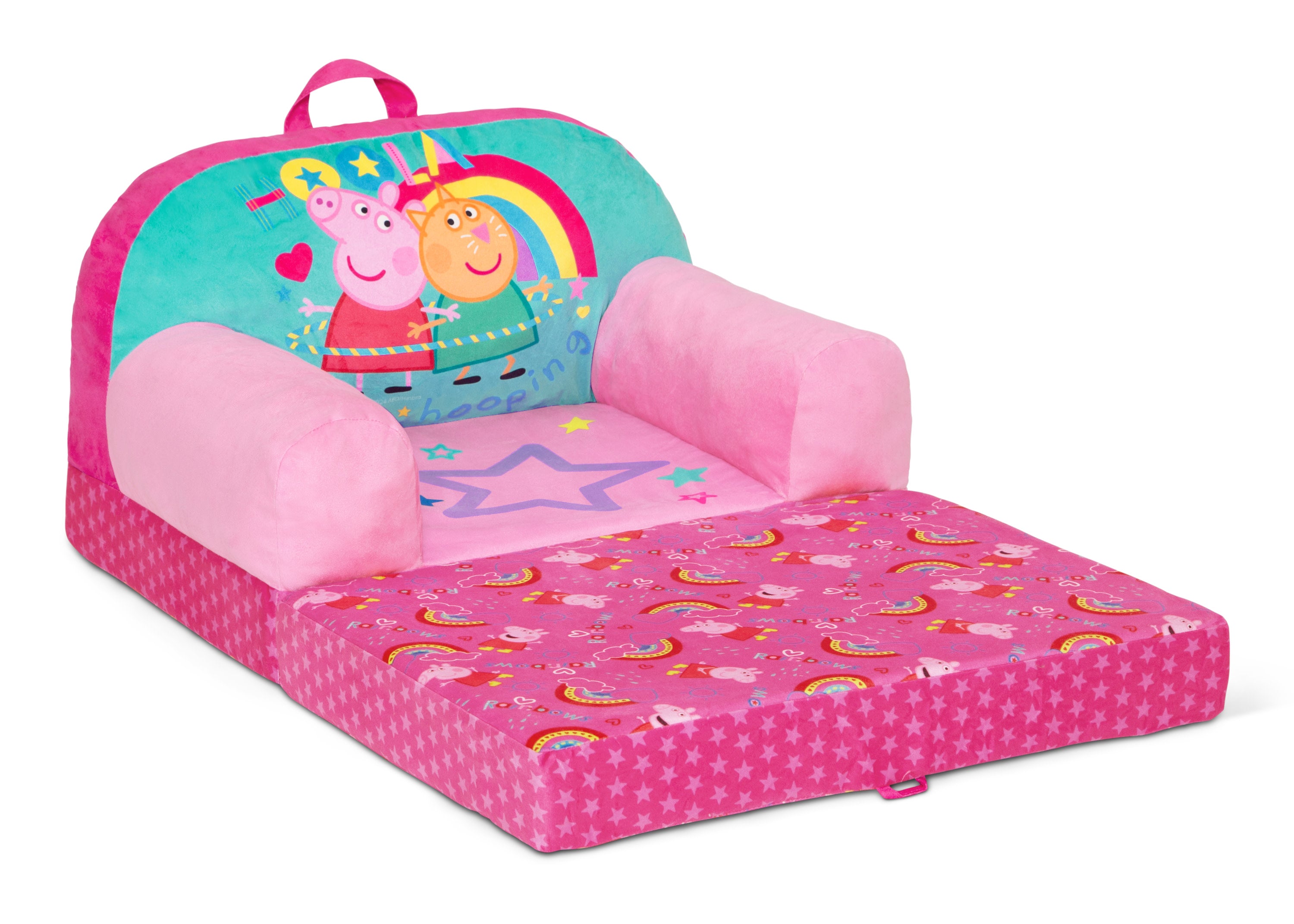 Peppa Pig Cozee Buddy Flip Out Chair - Soft Plush Kids Chair for Playroom, Bedroom & Travel - Perfect for Toddlers & Preschoolers