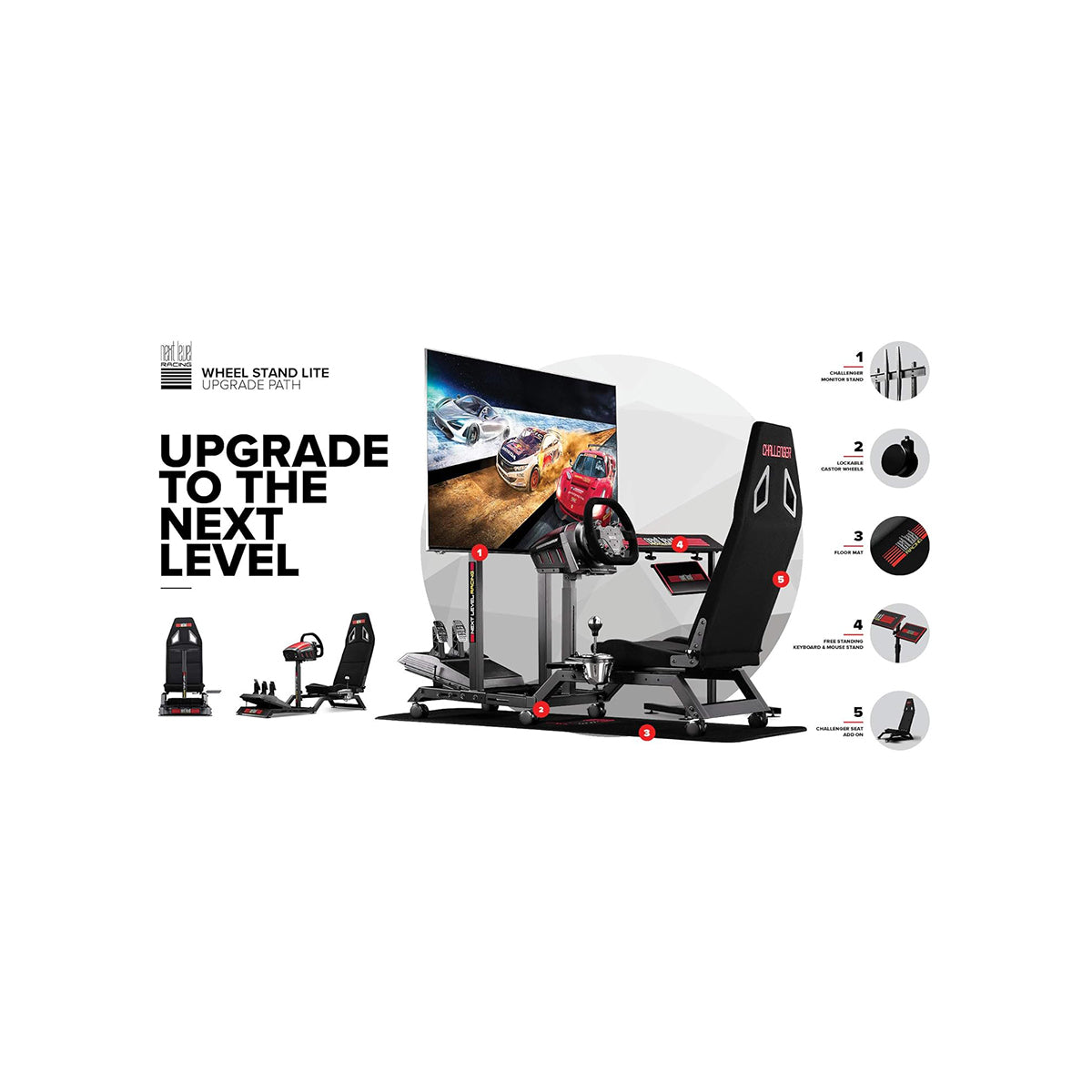 Next Level Racing Wheel Stand Lite - Adjustable & Portable Sim Racing Stand for PC, PS5, Xbox | Perfect for Gaming, Racing Sims & Home Entertainment Setup