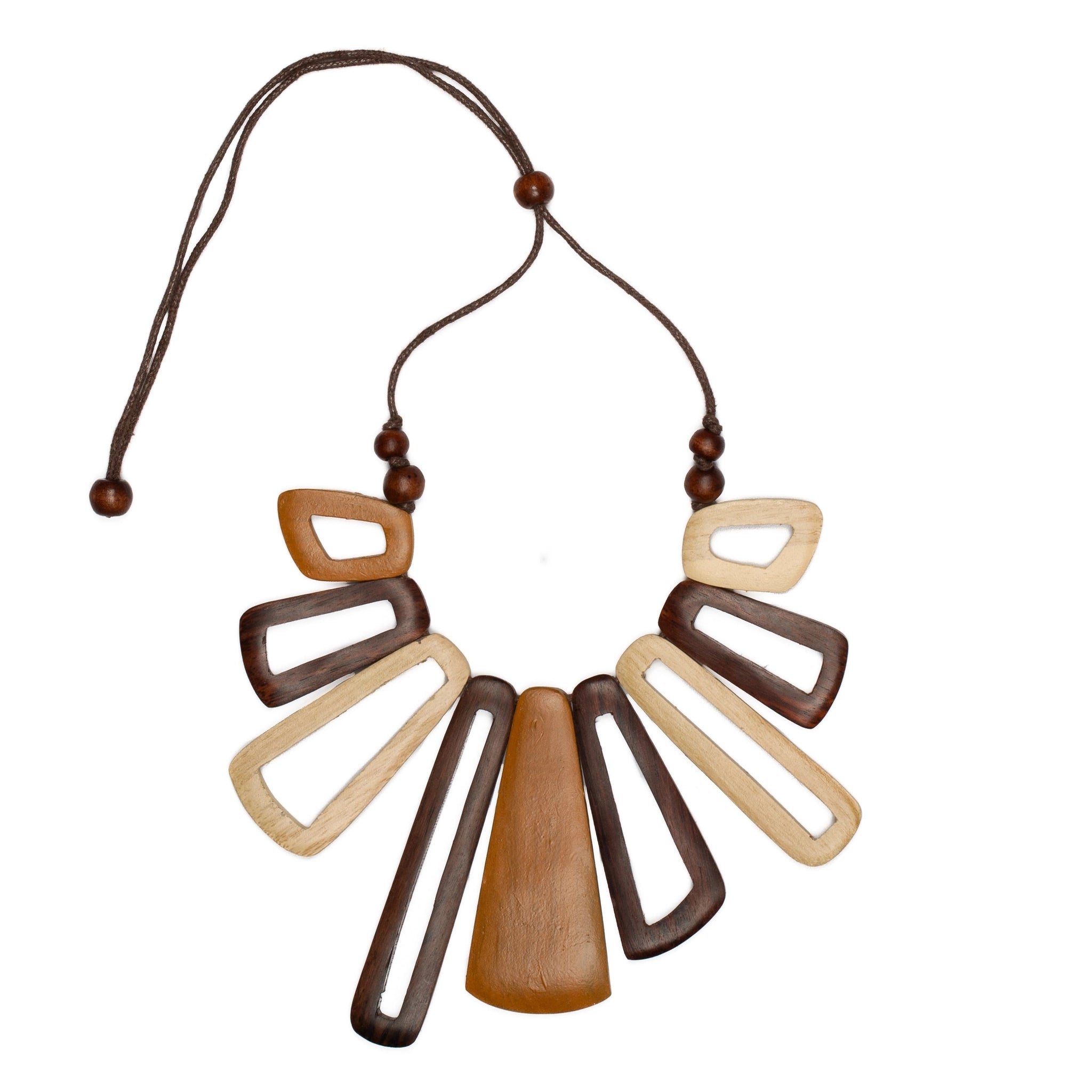 Natural Wooden Fan Pendant Necklace - Handmade Short Tinted Wooden Necklace for Women, Boho Chic Jewelry Gift - Perfect for Festivals, Beach Outfits & Summer Accessories