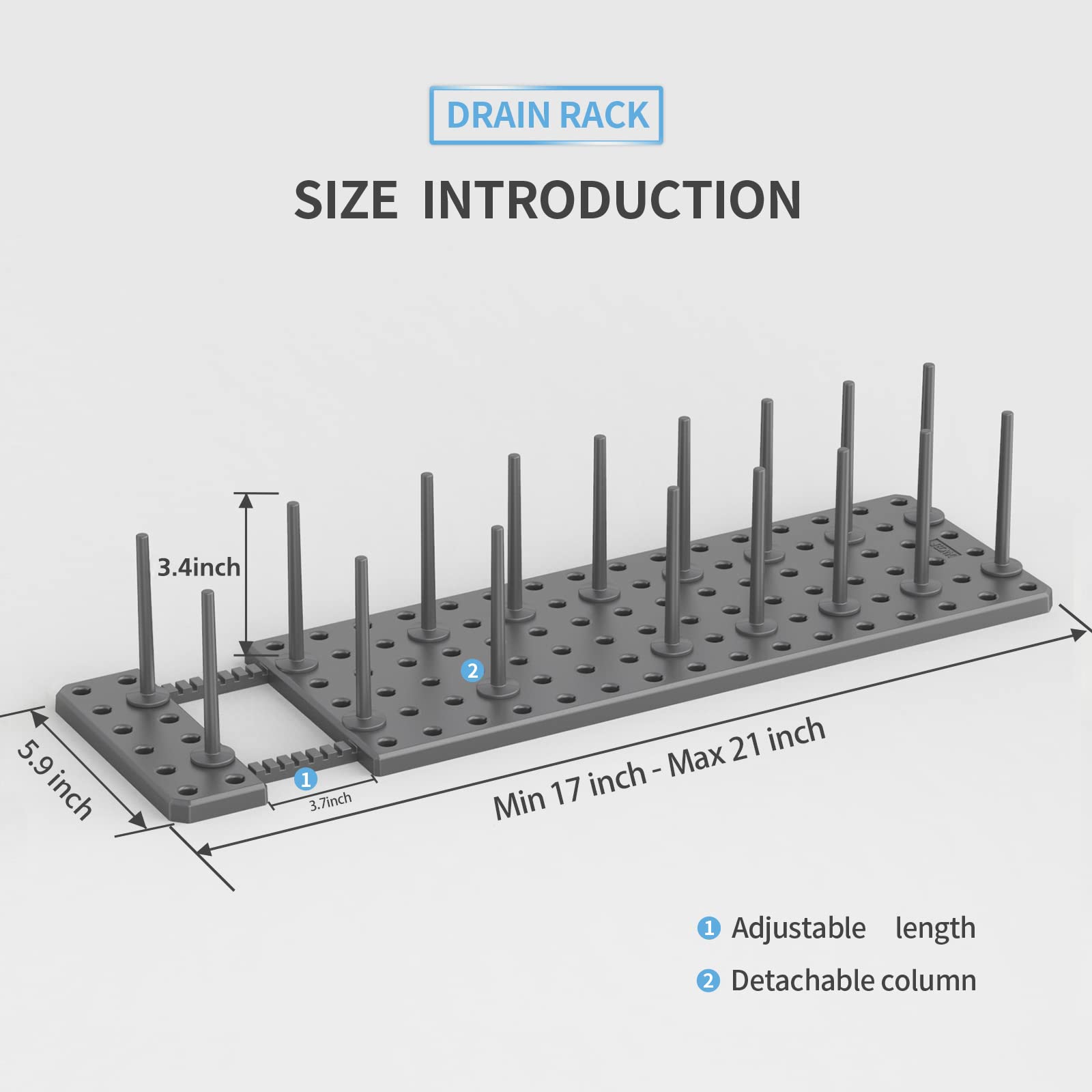 2-Pack Grey Kitchen Cabinet Organizer - Adjustable Pegboard Tray for Dish Rack & Plate Storage | Space-Saving Drawer Organizer for Utensils, Spices & Kitchenware | Perfect for Small Kitchens & Apartment Living