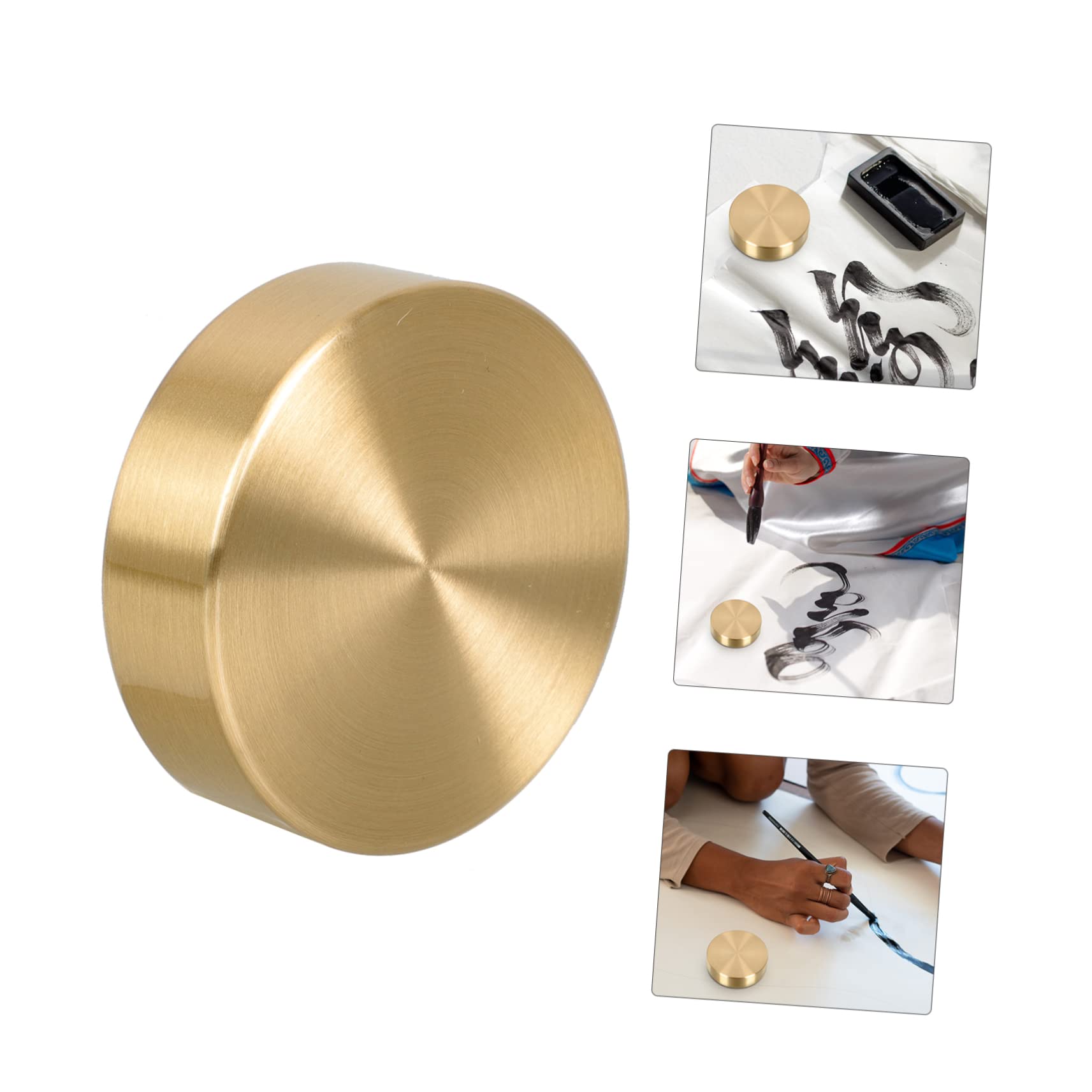 NAMOARLY 2-Piece Brass Round Ruler Paperweight Set - Heavy Duty Office Desk Accessory for Painting, Writing & Document Organization | Perfect for Artists, Writers & Home Office Decor