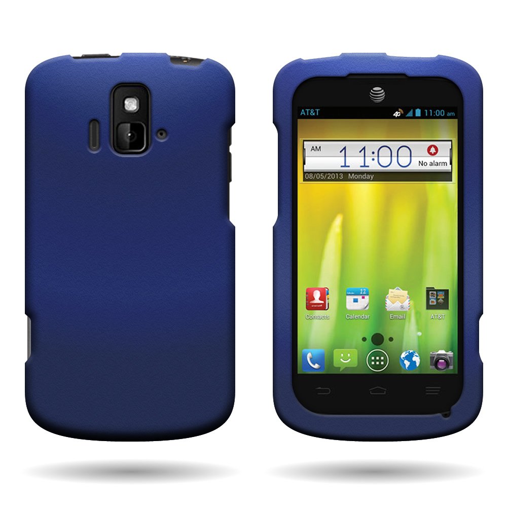 Durable Hard Rubberized Slim Case for ZTE Radiant/Sonata 4G - Shockproof Protective Cover with Pry Tool - Blue - Perfect for Everyday Use and Travel Protection