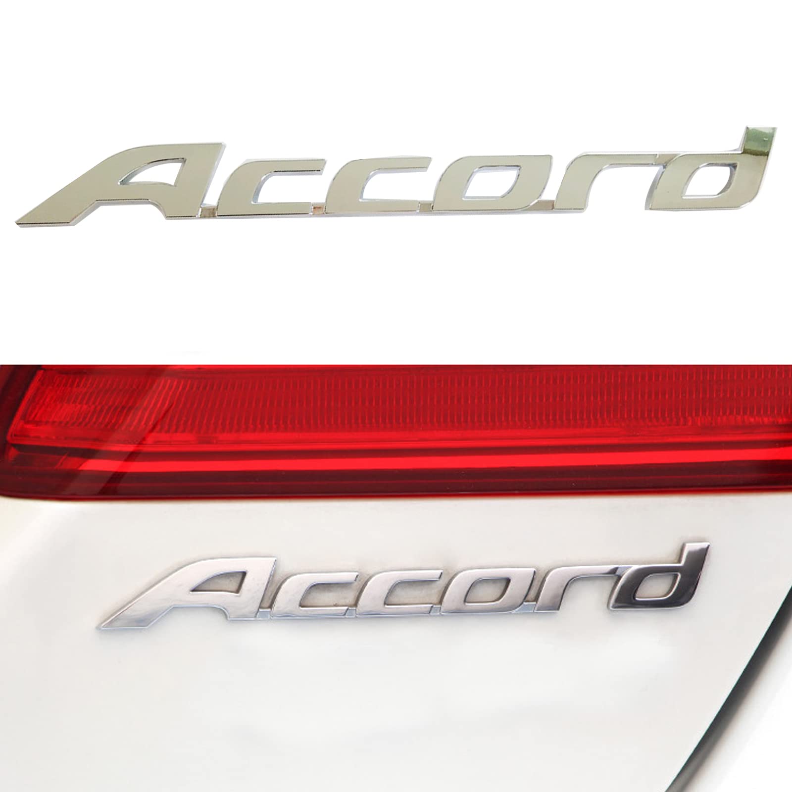 PJOKI 1 Pack Silver 3D Chrome Rear Trunk Badge Emblem for Honda Accord Replacement - Perfect for Car Customization & Styling Upgrades