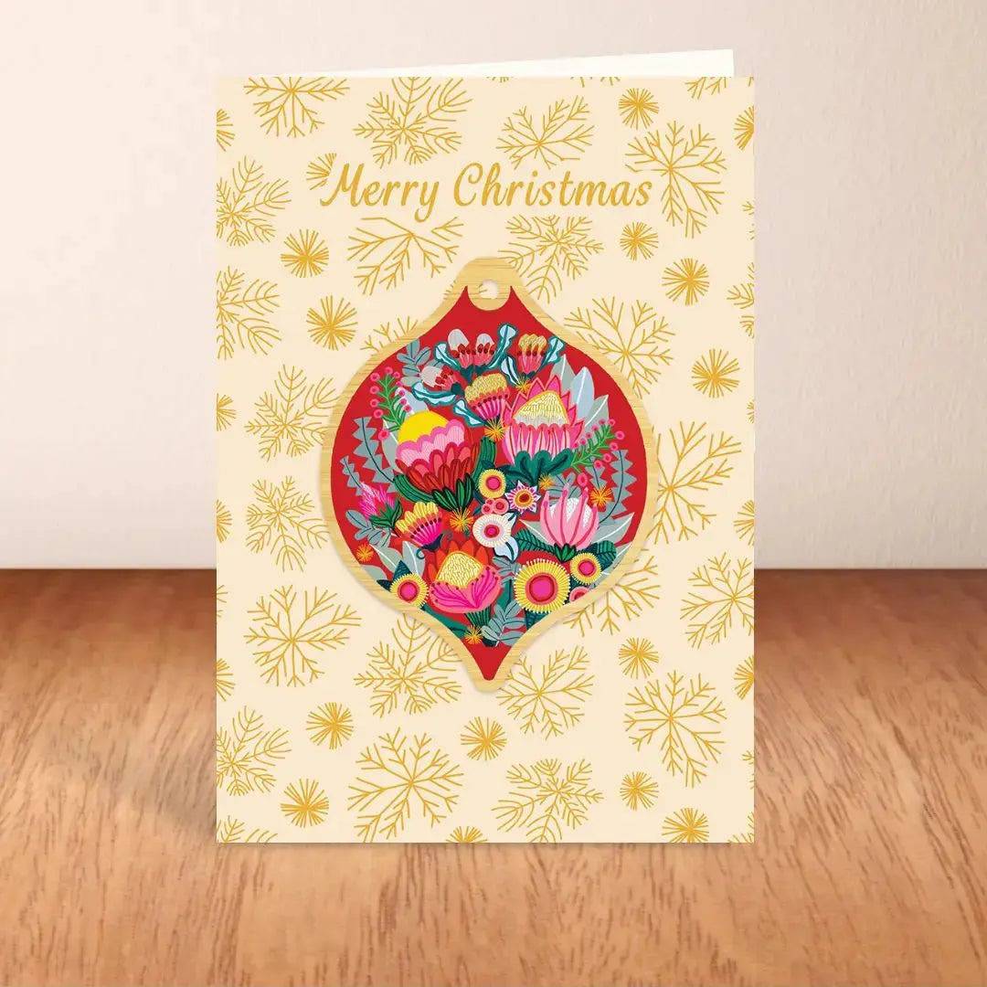 Handmade Australian Wooden Christmas Bauble - Flowers of Oz Ornament for Holiday Tree Decor, Gift & Festive Home Decoration | Perfect for Xmas, Parties & Winter Celebrations