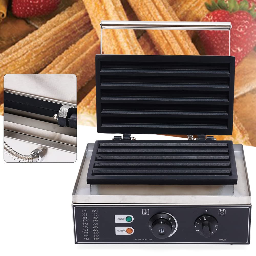 LOYALHEARTDY Commercial 5-Slice Spanish Churro Maker Machine - Stainless Steel Waffle Maker for Home, Restaurants & Bakeries - 110V 1550W Electric Snack Maker - Perfect for Churros, Waffles & Dessert Shops