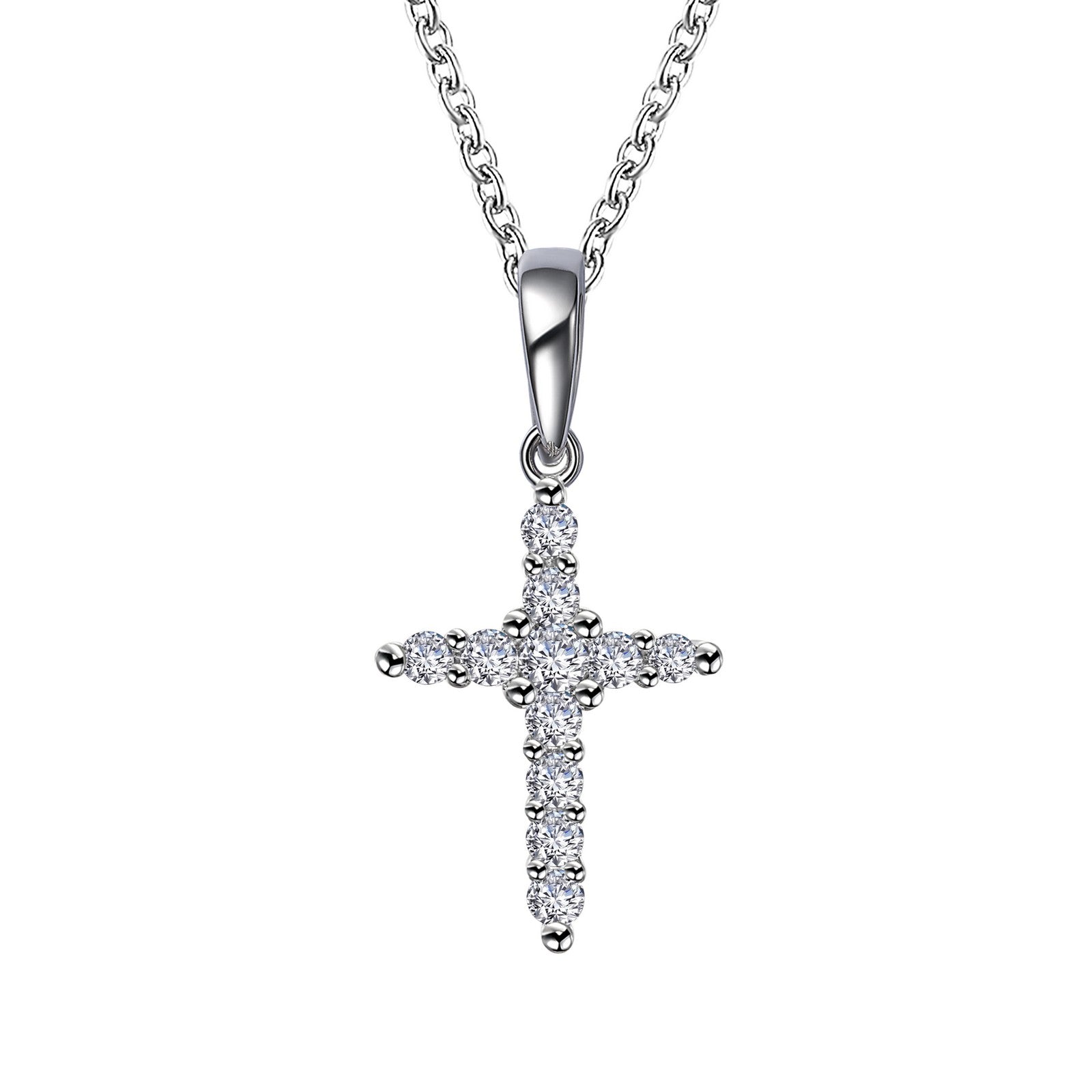 0.33 CTW Cross Pendant Necklace for Women - Sterling Silver Religious Jewelry - Perfect for Baptism, Confirmation & Everyday Wear