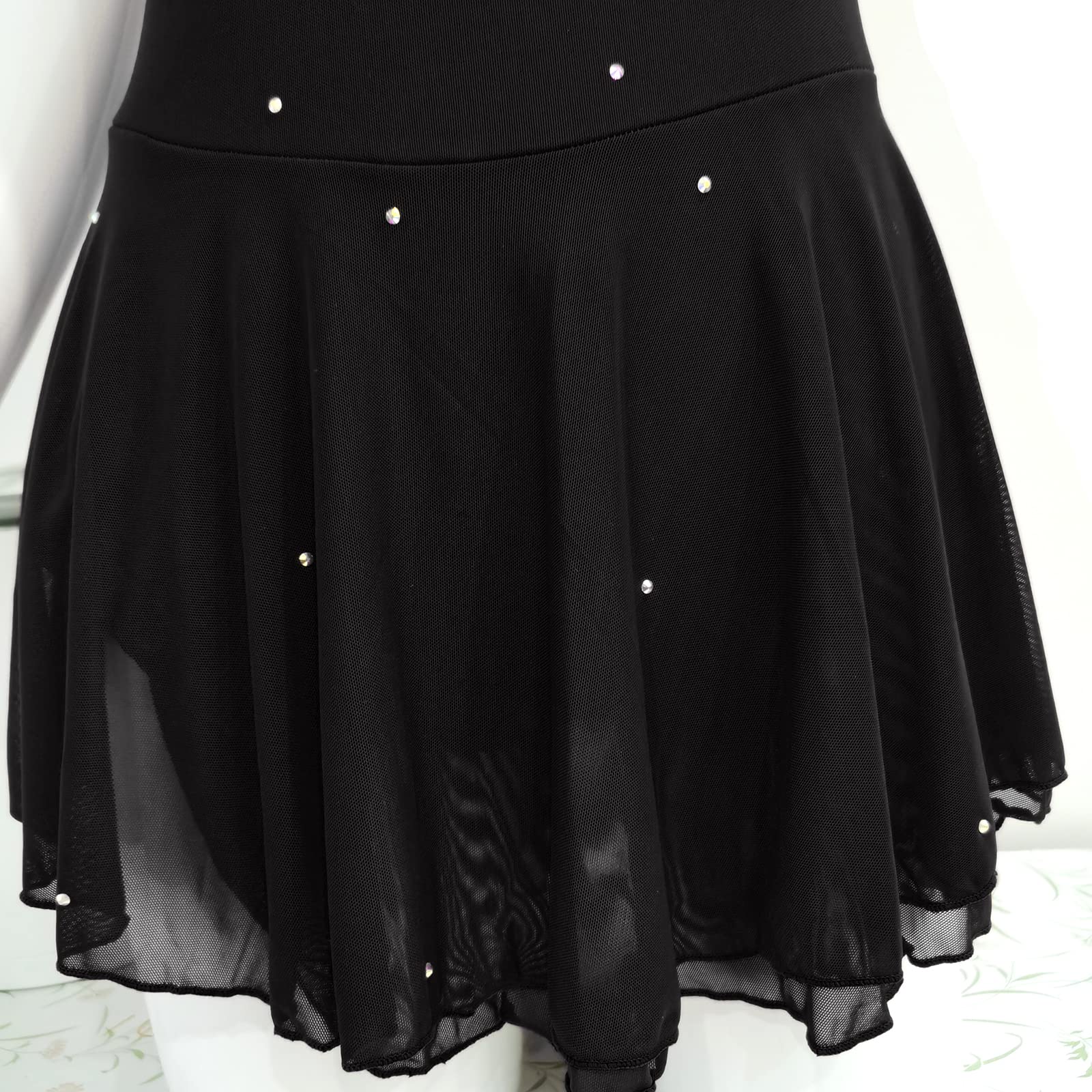 LIUHUO Sparkling Ice Skating Dress for Girls & Women - Rhinestone Competition Dance Costume for Kids & Adults | Perfect for Figure Skating, Ballet Performances & Dance Recitals
